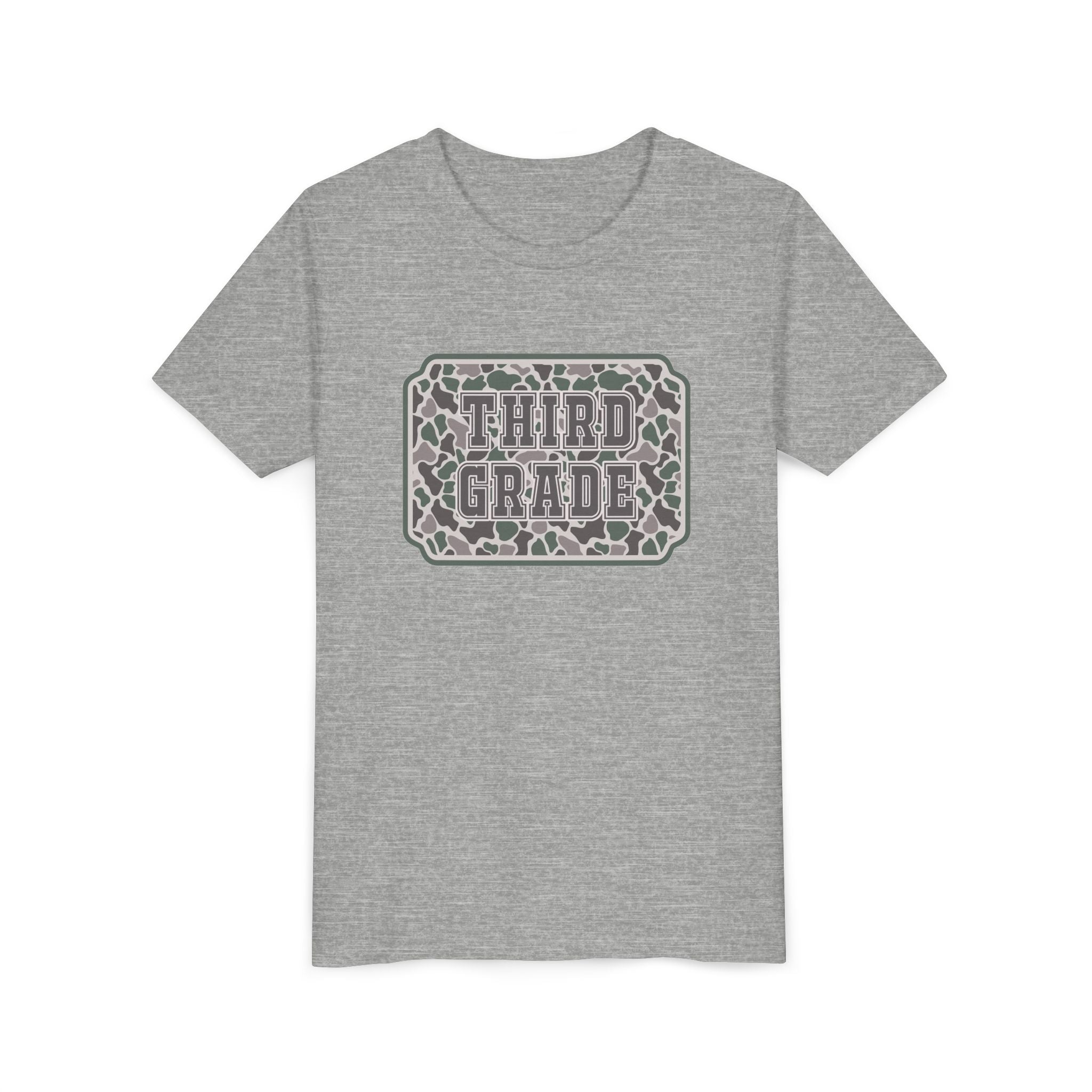 Third Grade Camo Youth Tee — Back to School Shirt for Kids