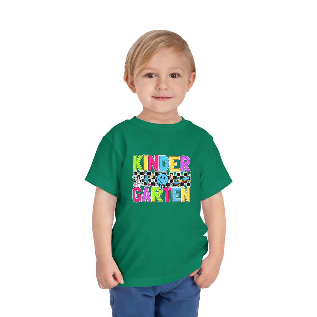 KinderGarten Toddler Tee - Colorful Checker Smiley Back-to-School Shirt