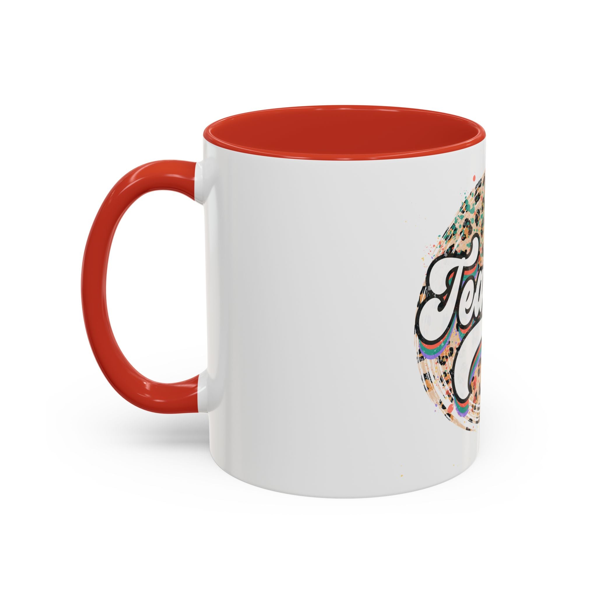 Teacher Leopard Print Accent Coffee Mug – Retro Script Teacher Gift (11/15oz)