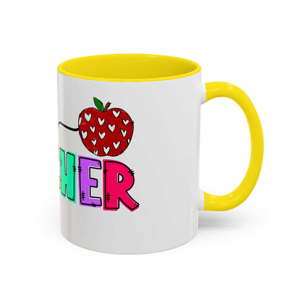 Blessed Teacher Accent Coffee Mug – Colorful Apple Design (11/15oz)