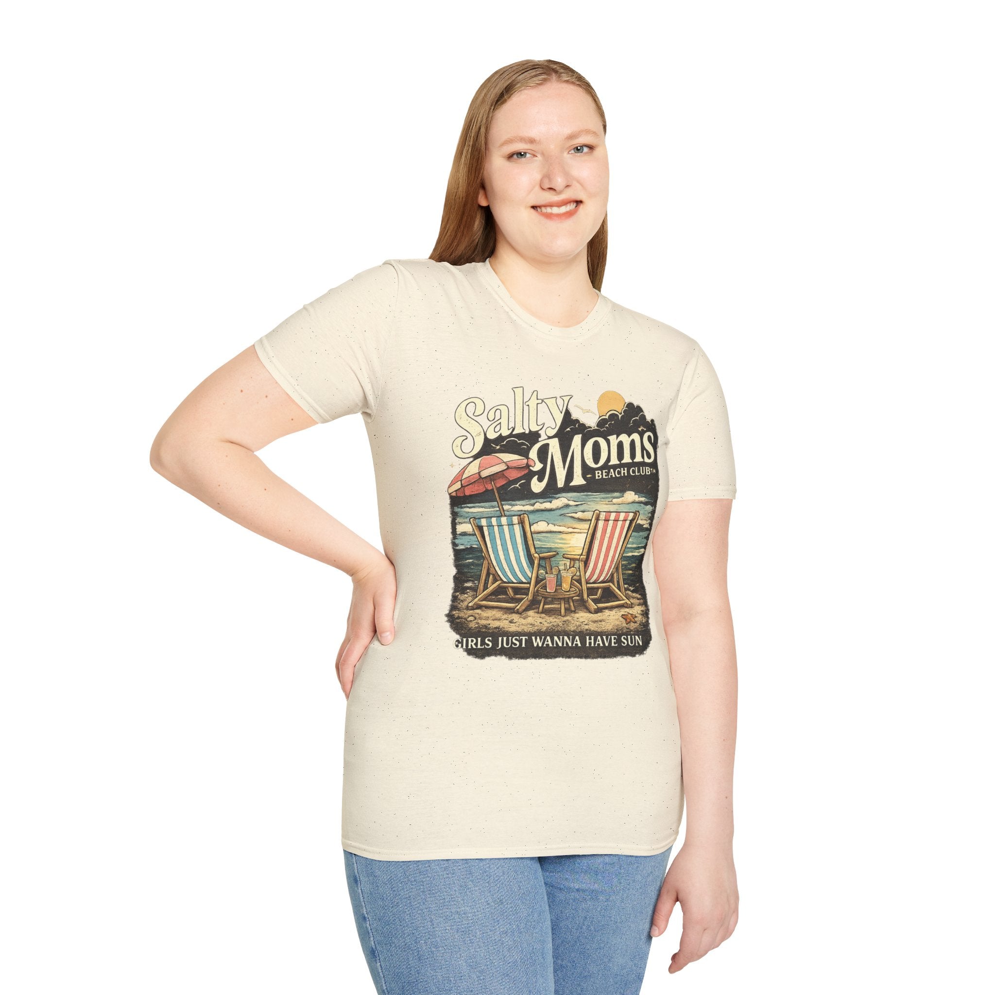 Salty Moms Beach Club T-Shirt — Vintage Coastal Mom Tee