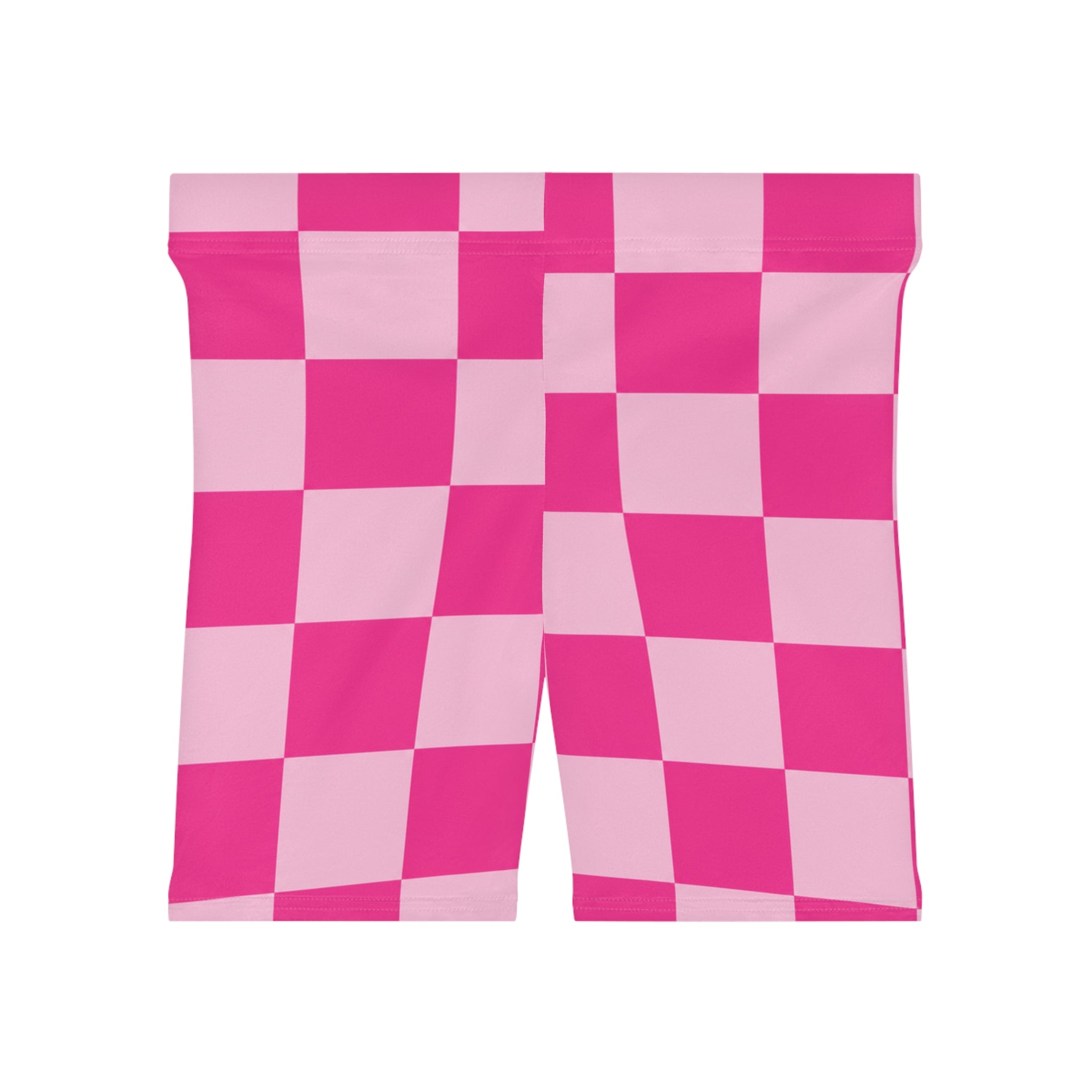 Pink Checkerboard Biker Shorts