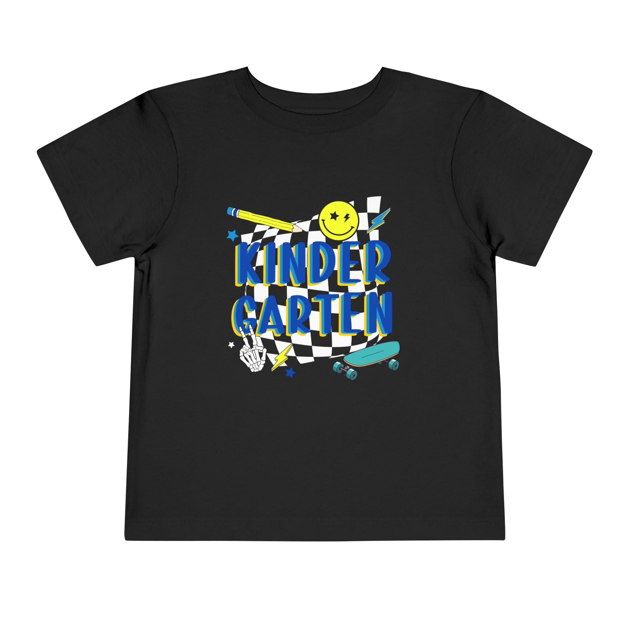 Kindergarten Toddler Tee — Smiley Skateboard Back-to-School Shirt