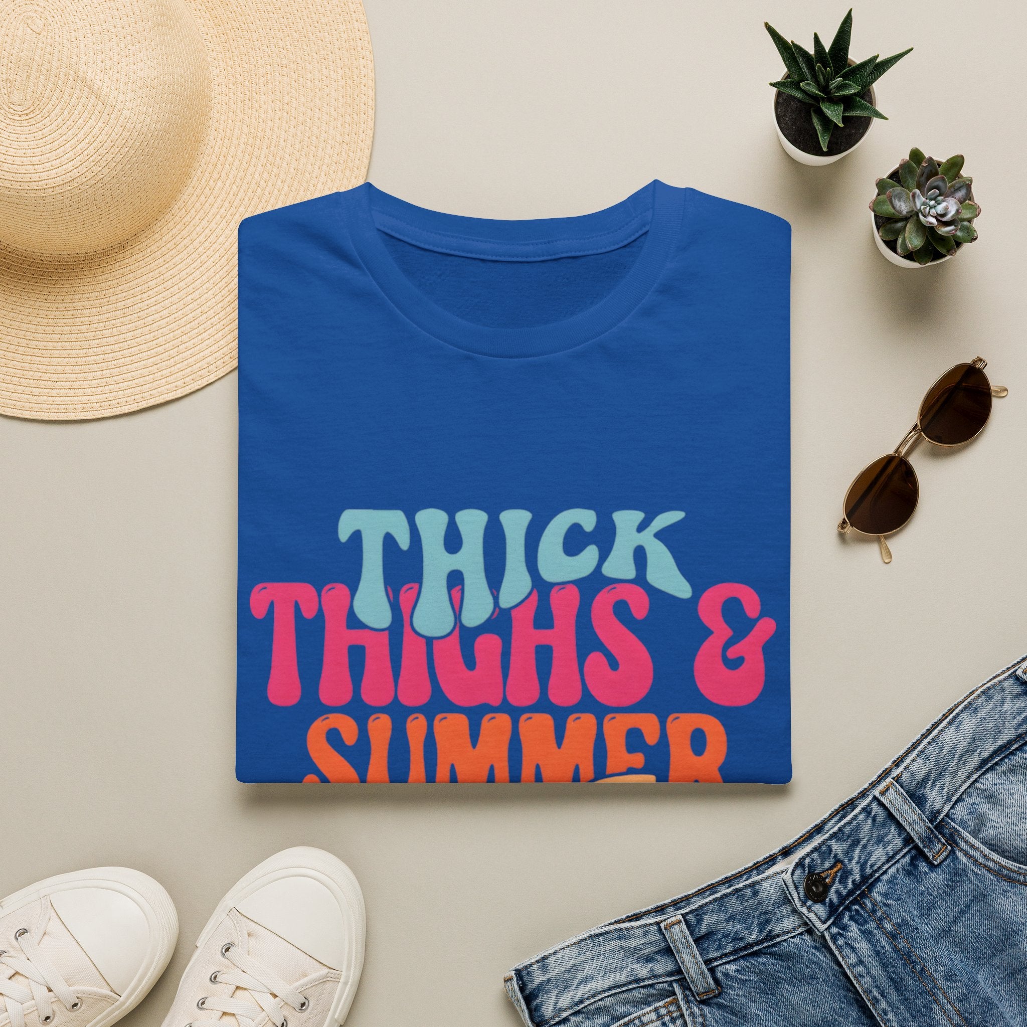 T-Shirt — Thick Thighs & Summer Vibes Retro Graphic Tee