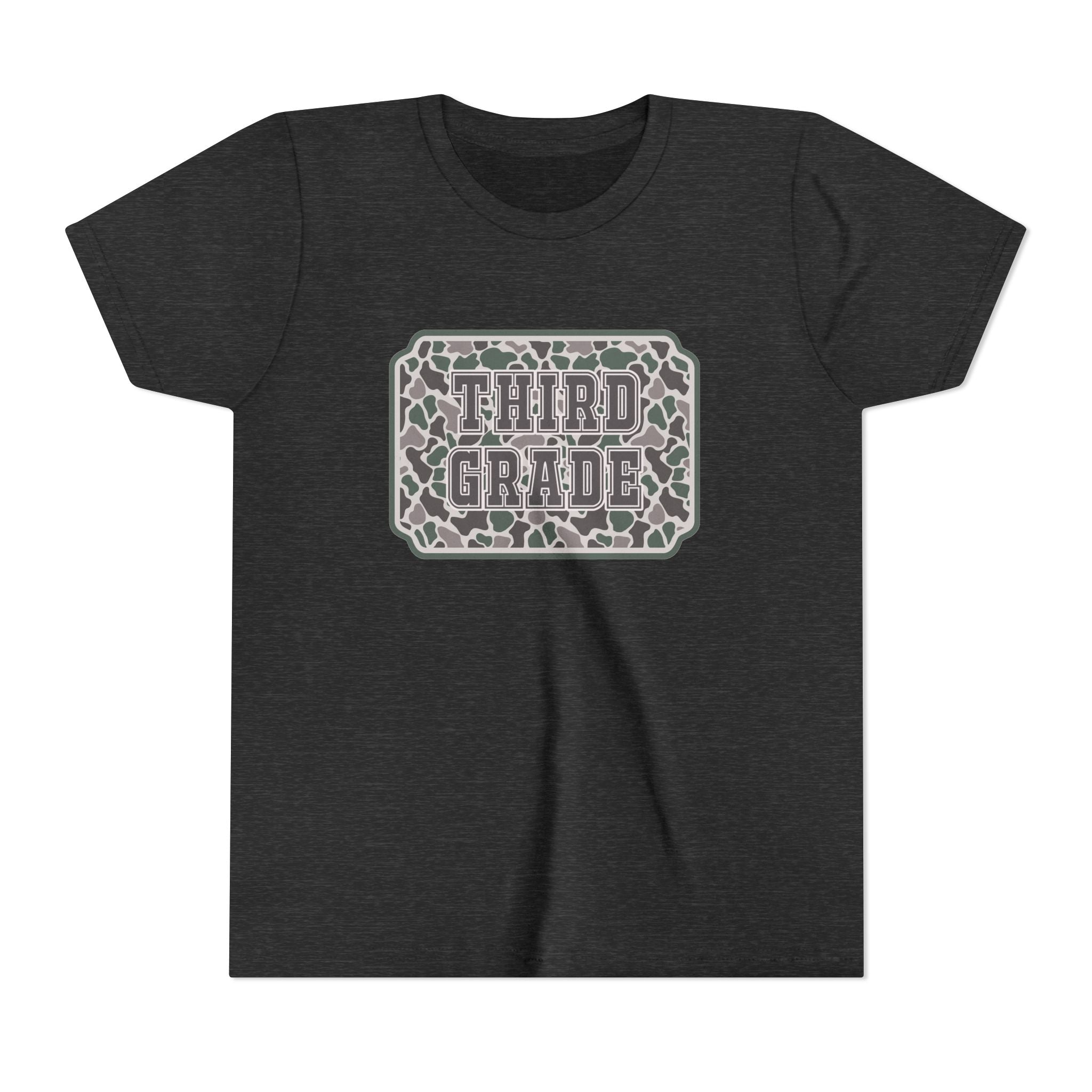 Third Grade Camo Youth Tee — Back to School Shirt for Kids