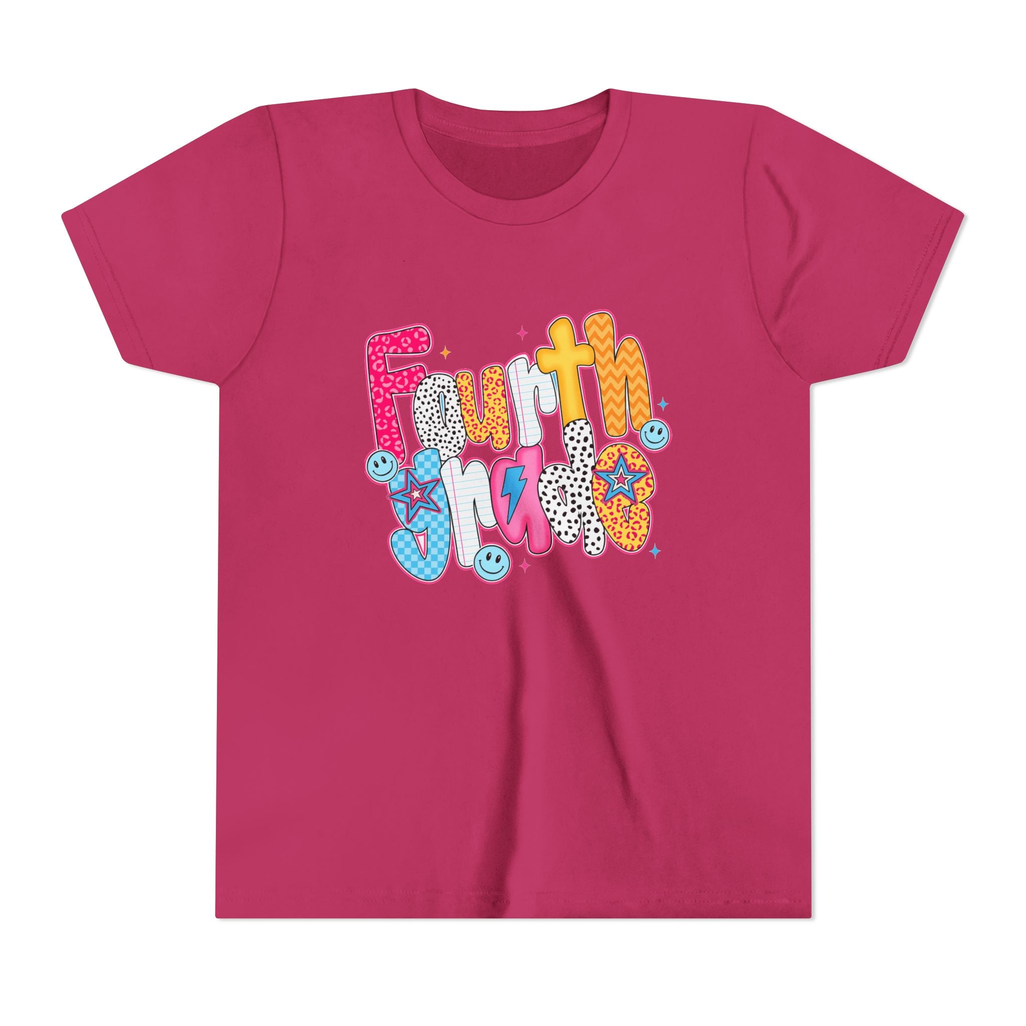 Fourth Grade Cute Youth Tee – Colorful Smiley School Shirt for Kids