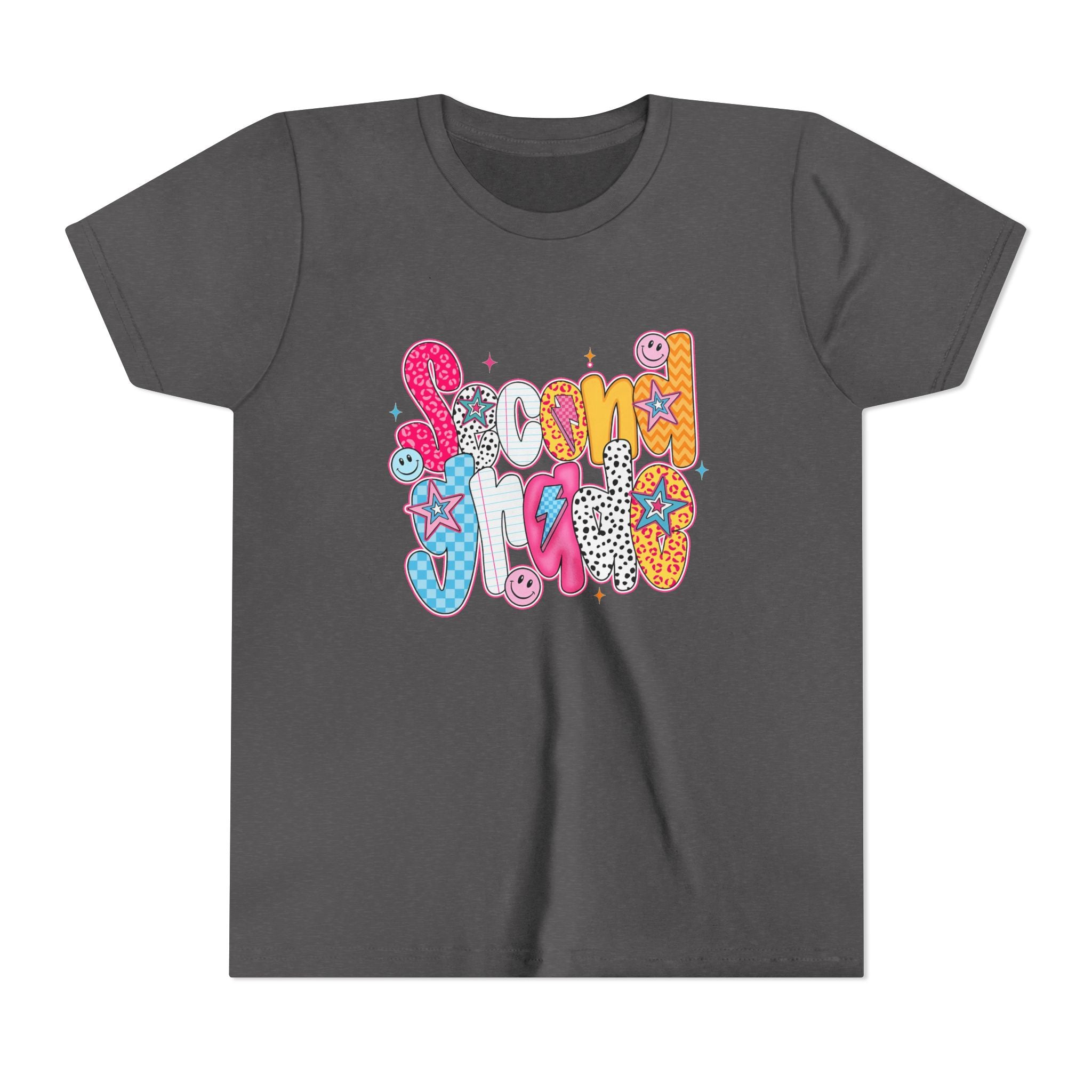 Youth Tee — Colorful 'Second Grade' Playful Retro Graphic