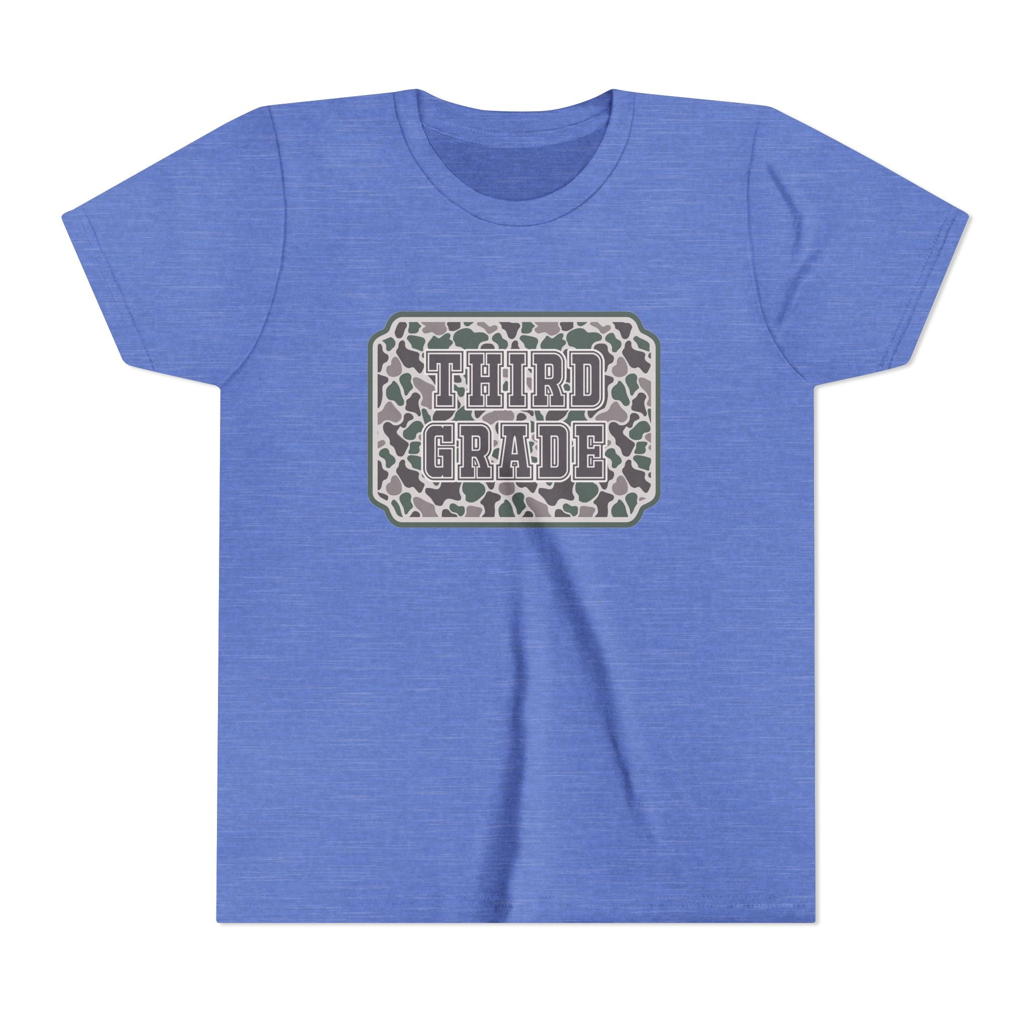 Third Grade Camo Youth Tee — Back to School Shirt for Kids