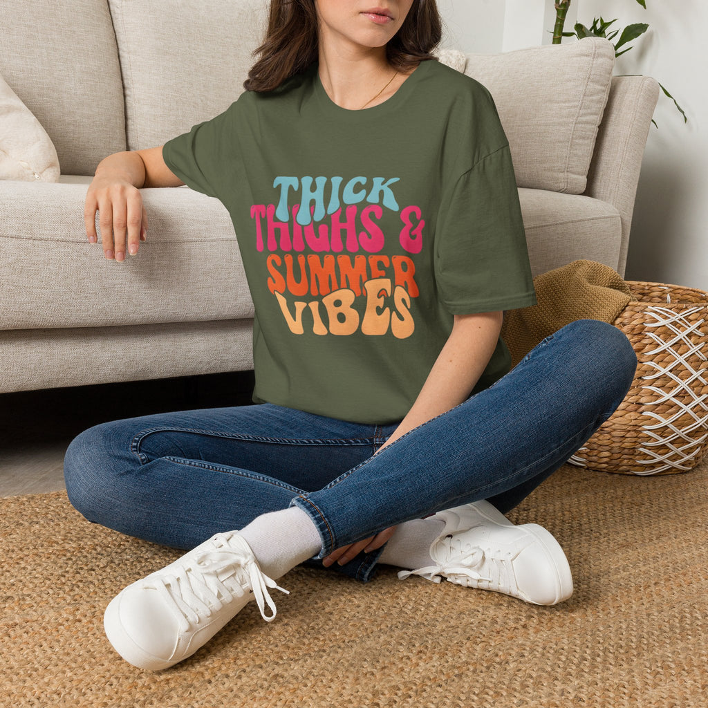 T-Shirt — Thick Thighs & Summer Vibes Retro Graphic Tee