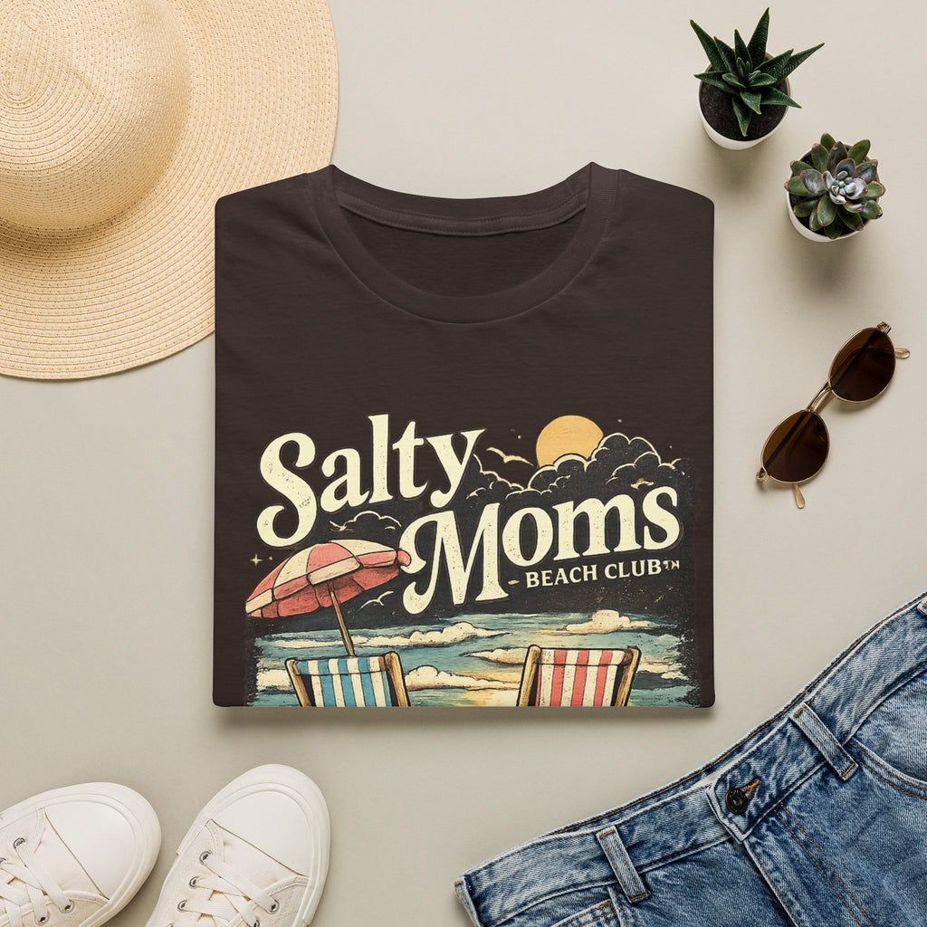 Salty Moms Beach Club T-Shirt — Vintage Coastal Mom Tee