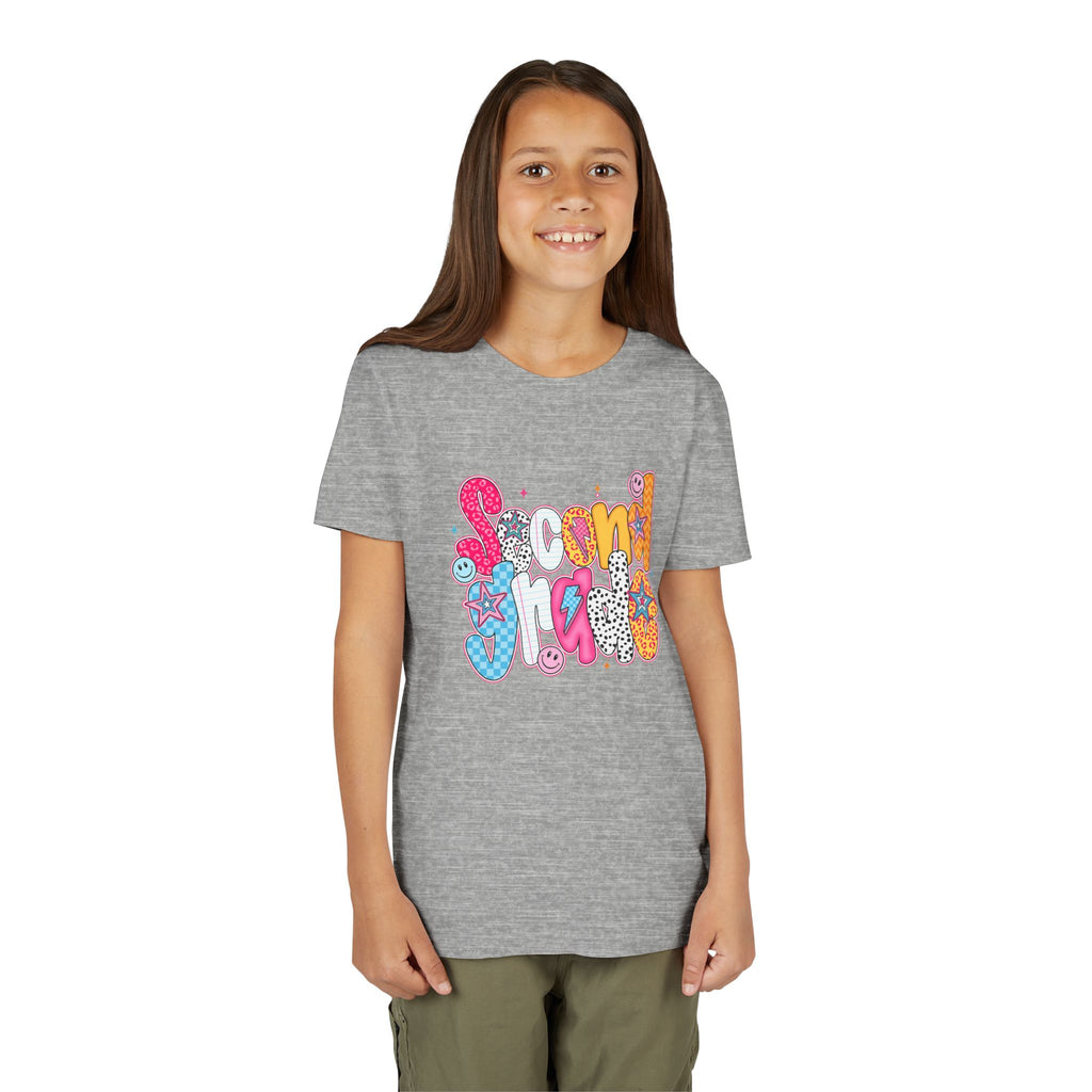 Youth Tee — Colorful 'Second Grade' Playful Retro Graphic