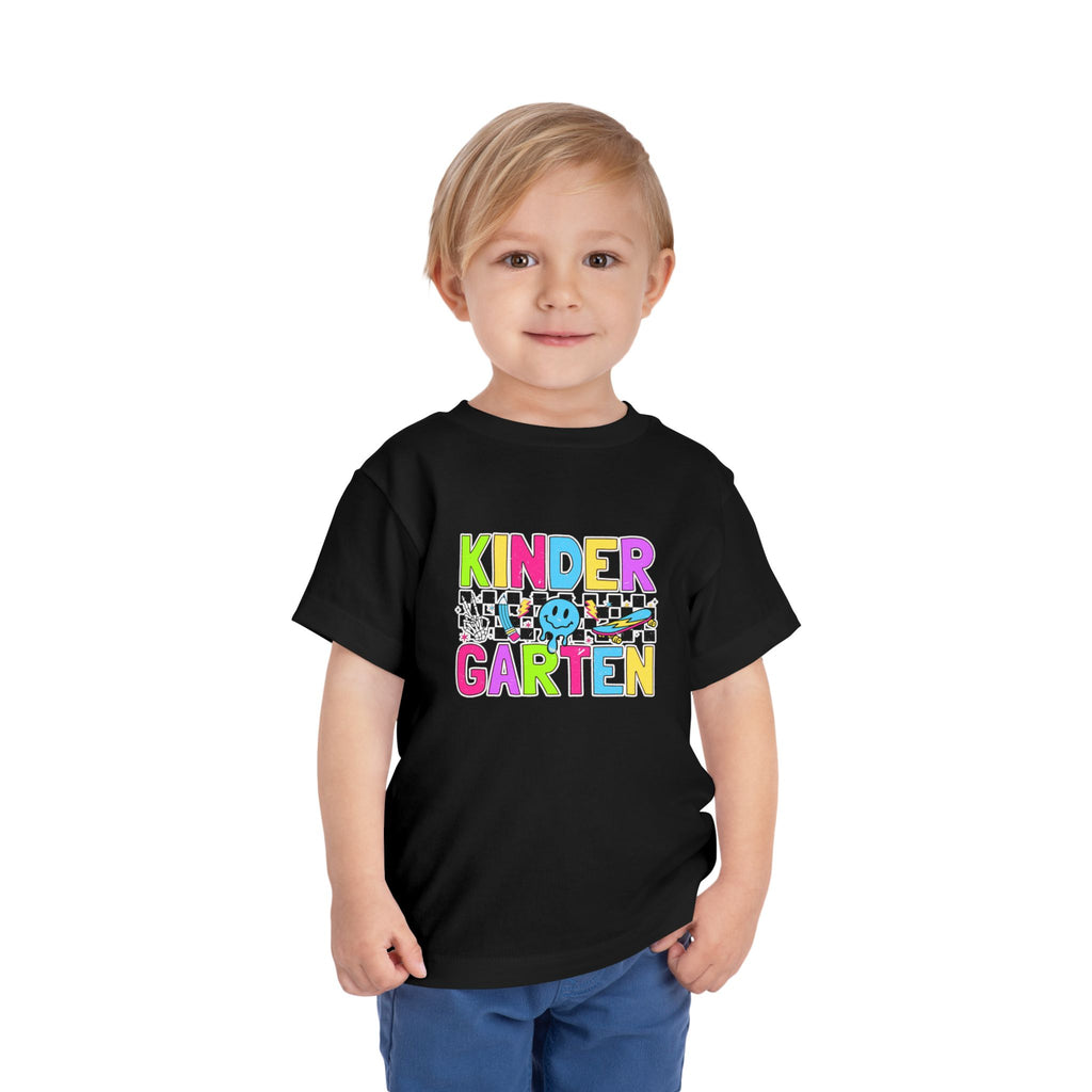 KinderGarten Toddler Tee - Colorful Checker Smiley Back-to-School Shirt