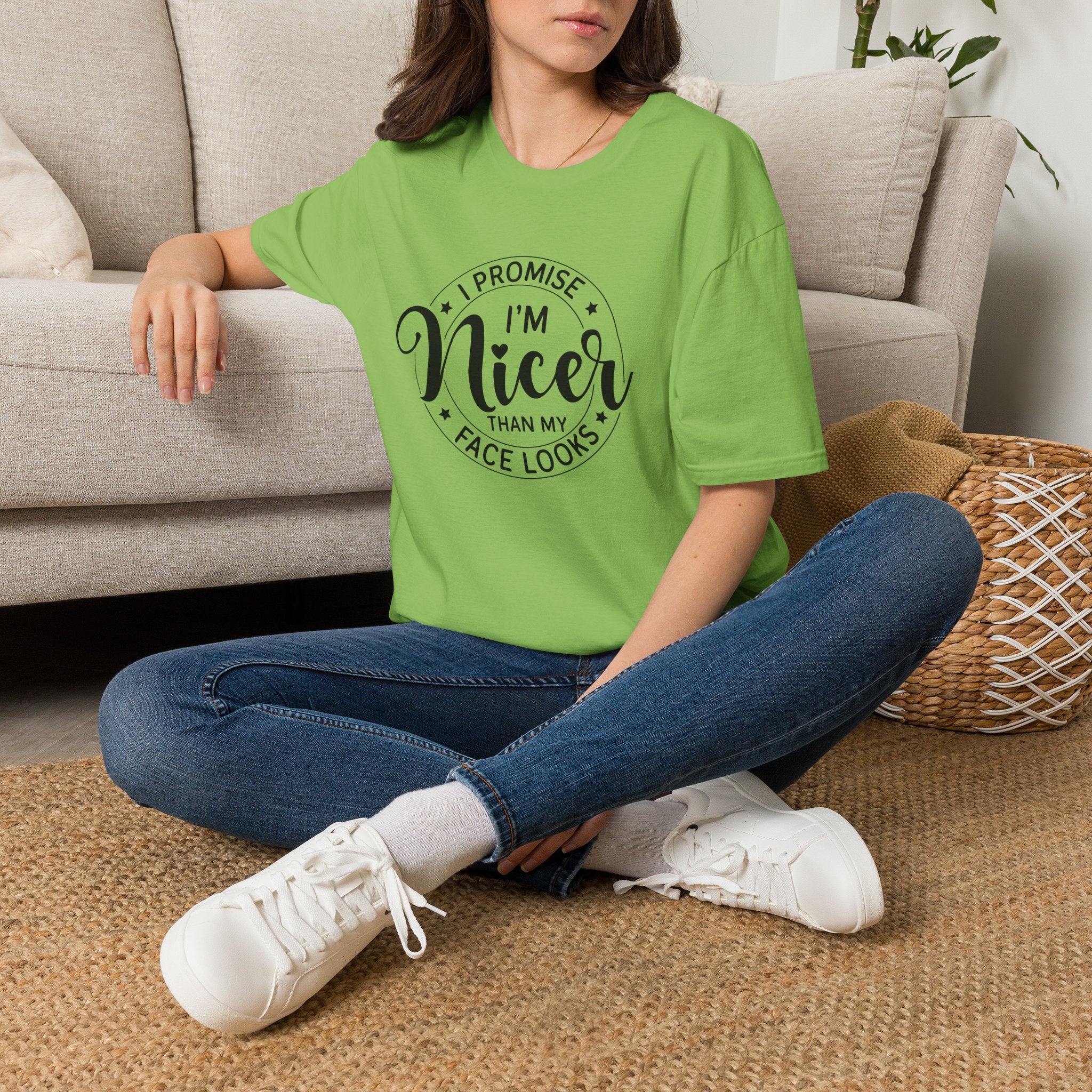 "I Promise I’m Nicer Than My Face Looks" Funny Sarcastic Graphic Tee