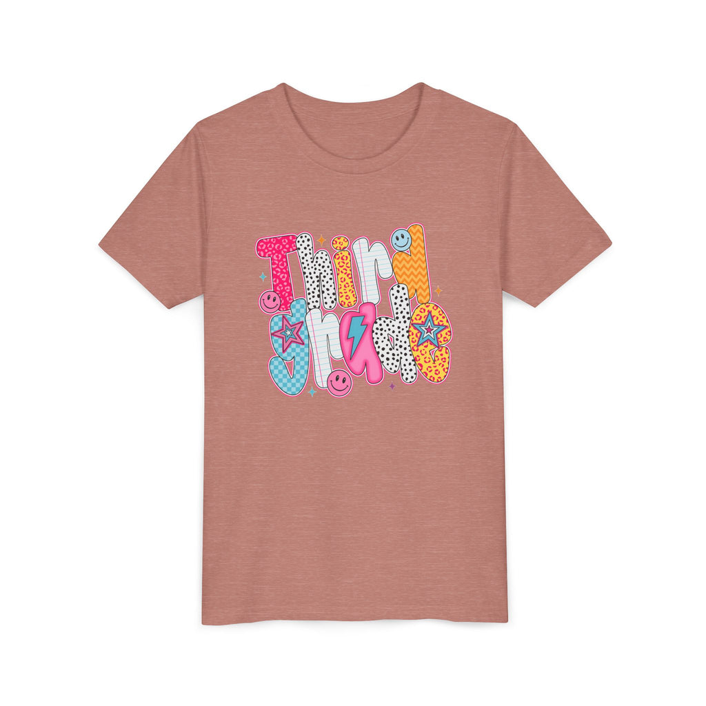 Third Grade — Colorful 'Think Big' Retro Graphic Shirt for Kids