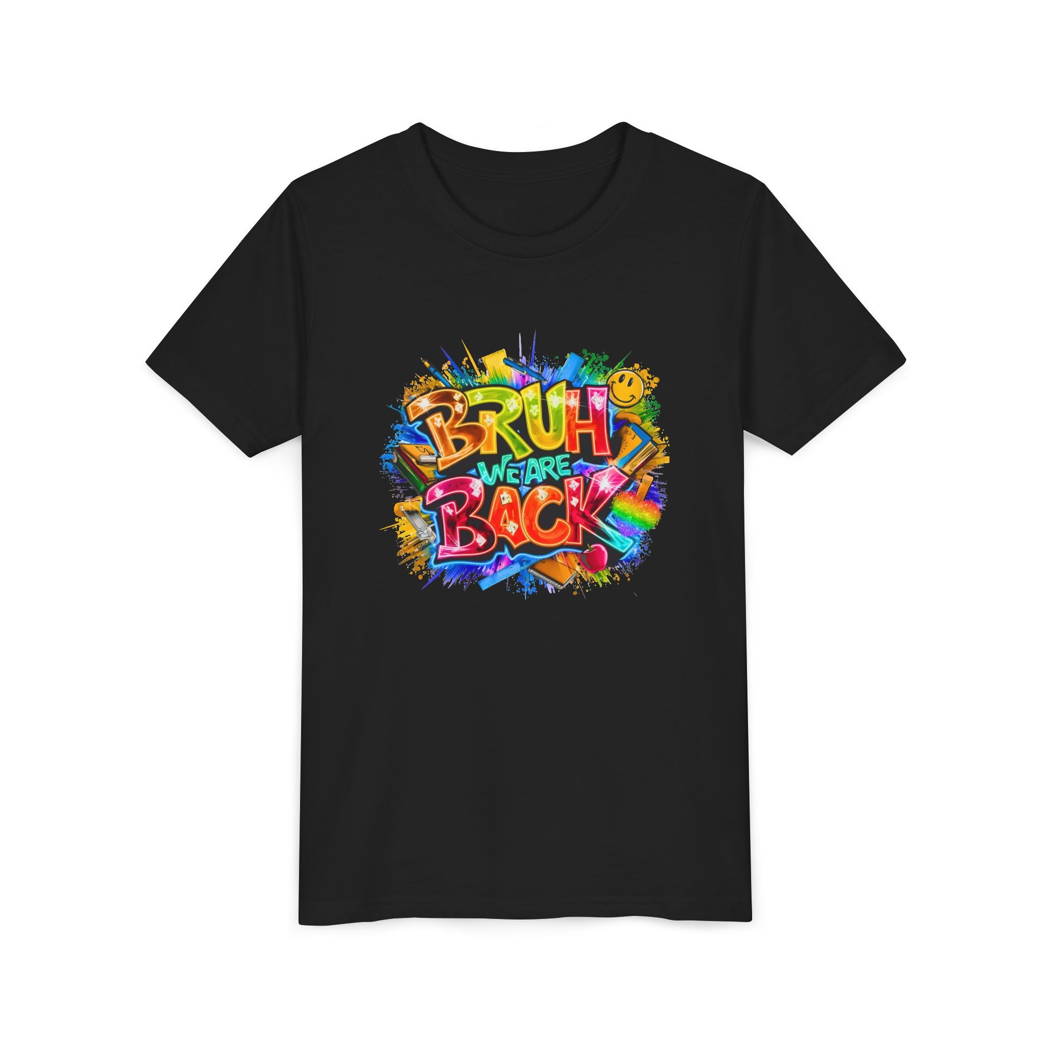 Youth Tee — Colorful "Bruh We Are Back" Graffiti Graphic Shirt