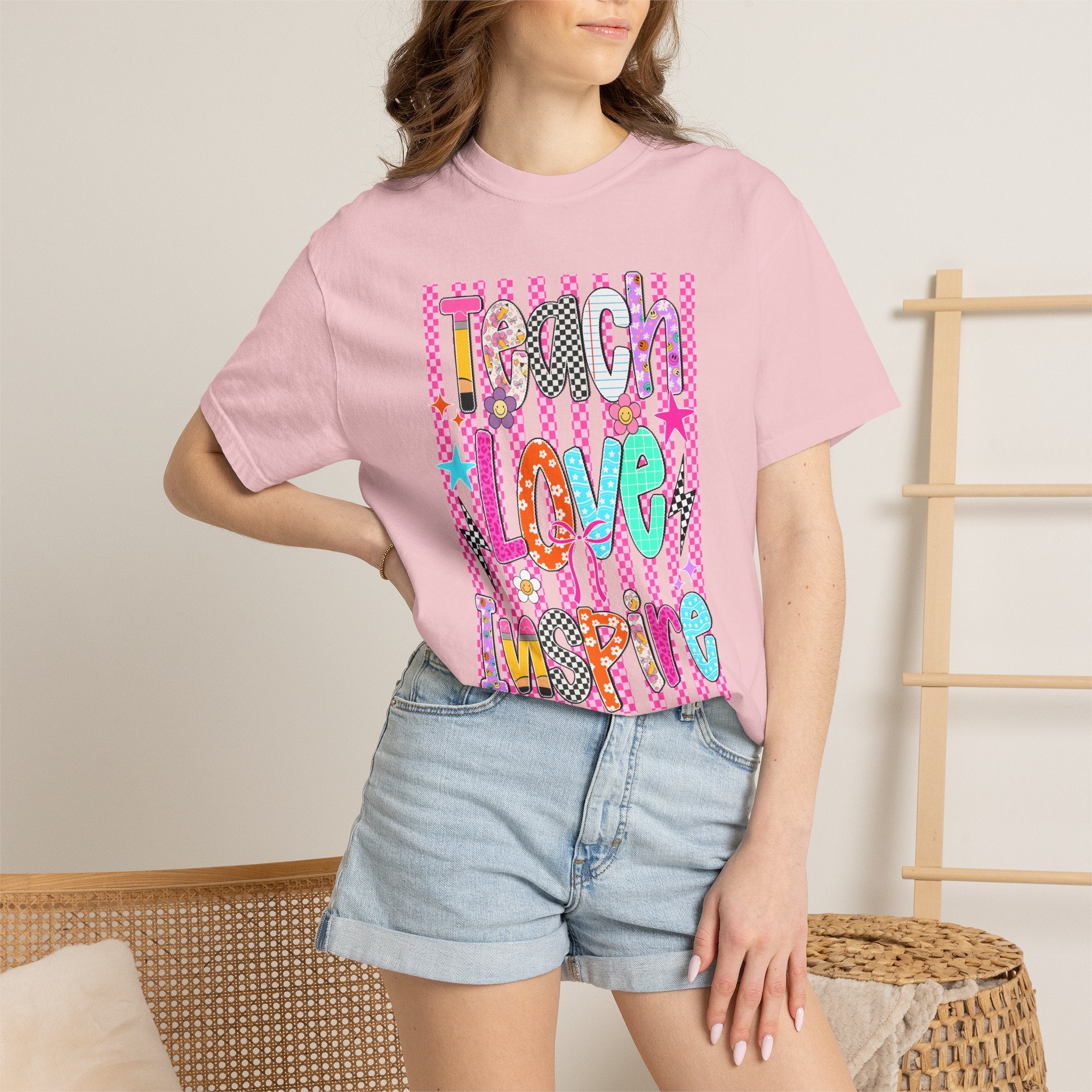 Teach Love Inspire T-Shirt — Colorful Positive Teacher Appreciation Tee