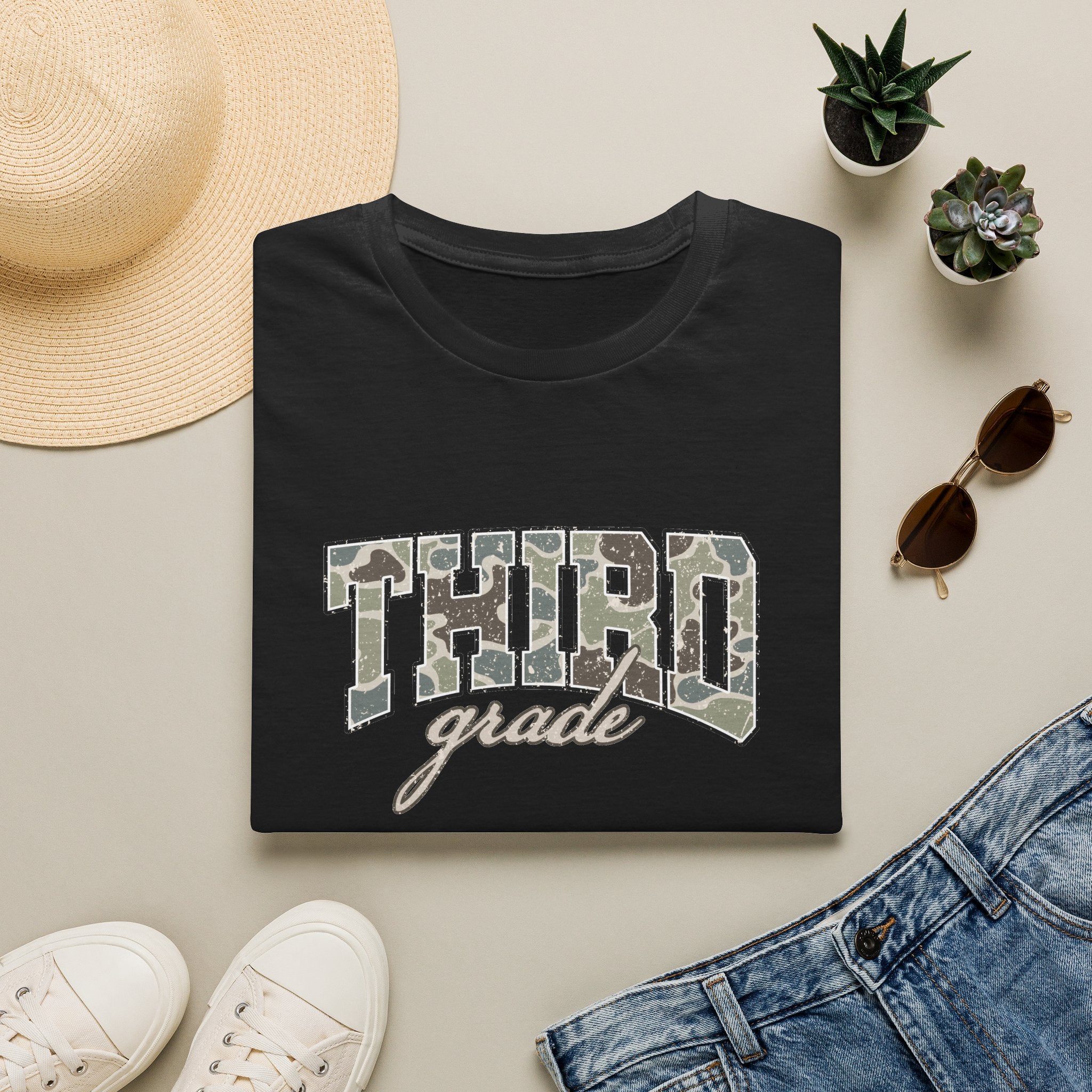 Third Grade Camo T-Shirt — 'Third Grade' School Mom Teacher Tee