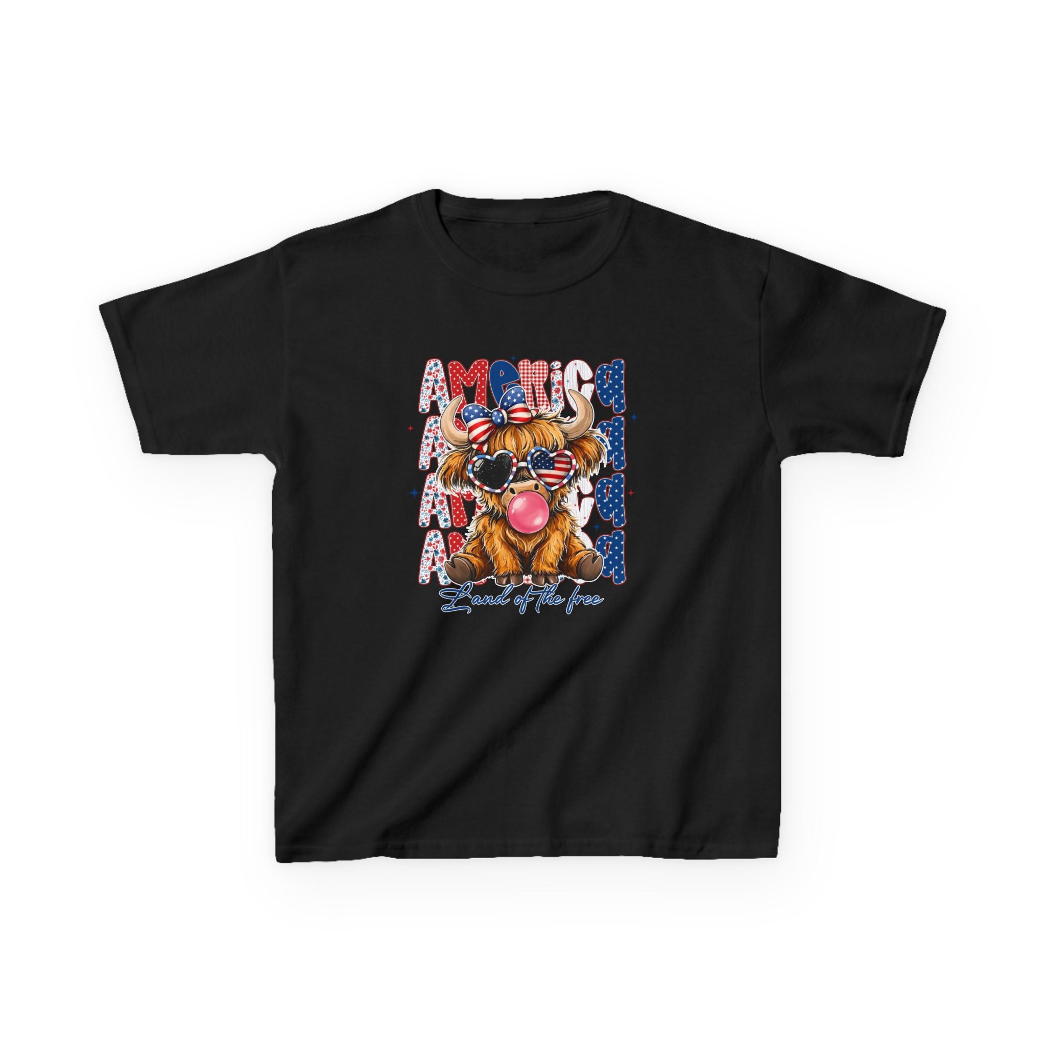 Kids Tee — Patriotic Bulldog "Land of the Free" Fourth of July Shirt