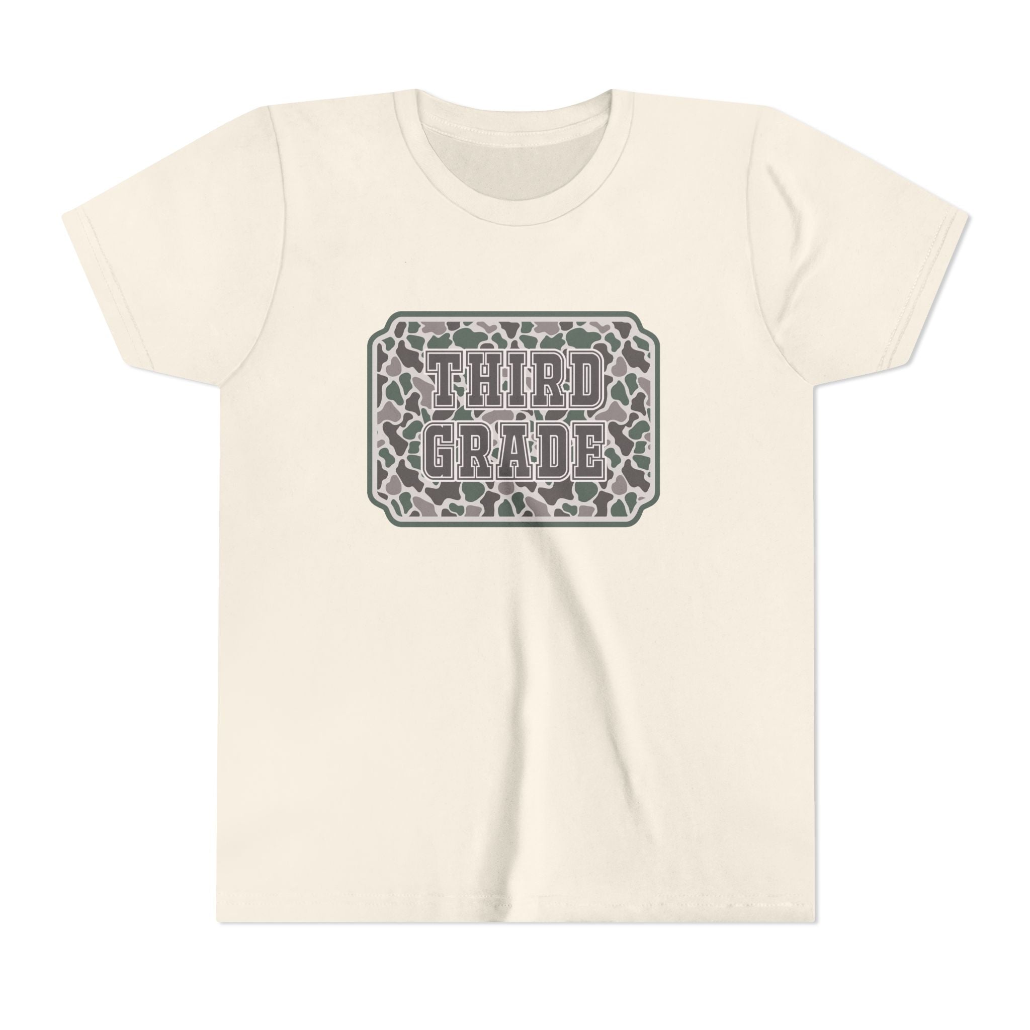 Third Grade Camo Youth Tee — Back to School Shirt for Kids