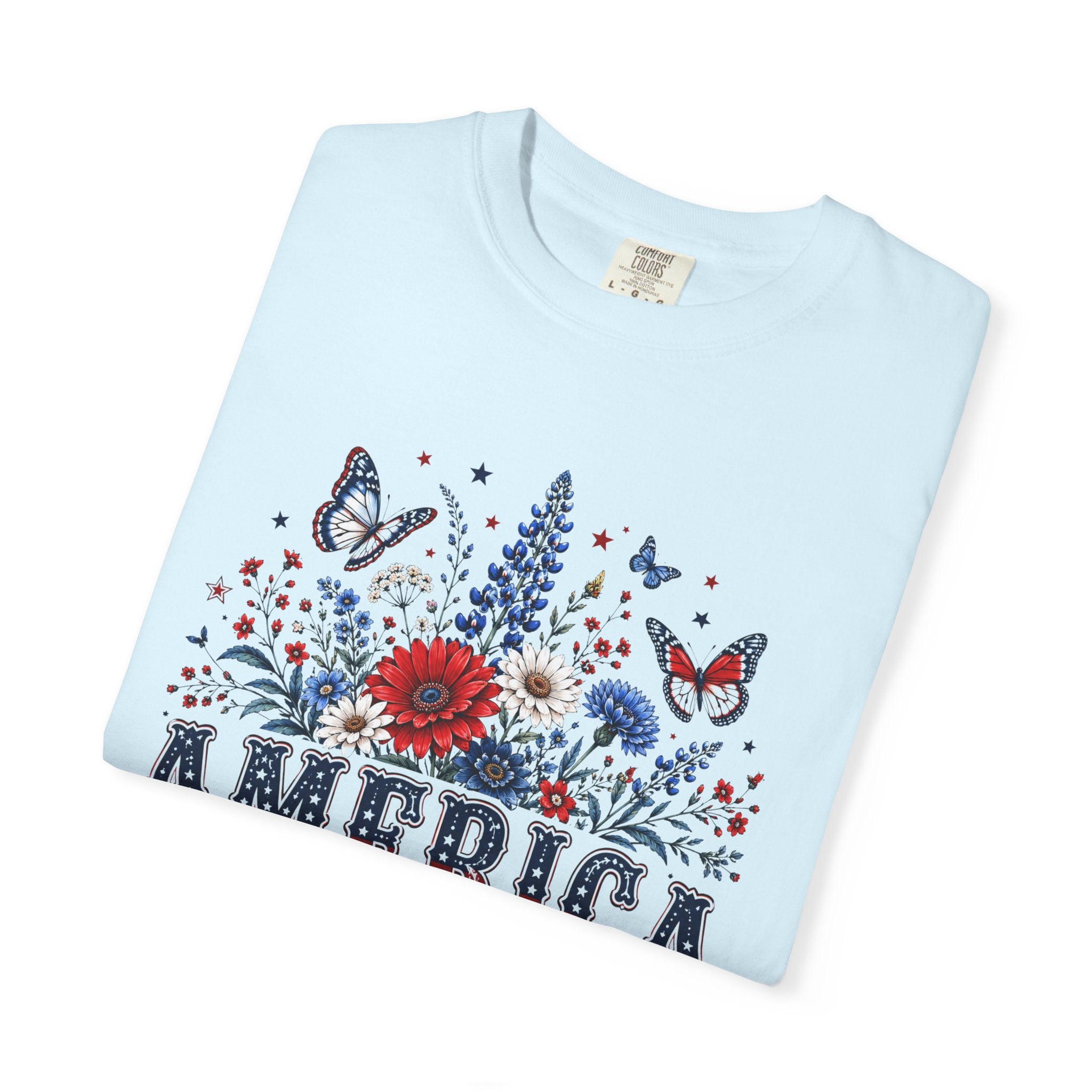 America 250th Birthday T-Shirt — Patriotic Floral July 4th Tee
