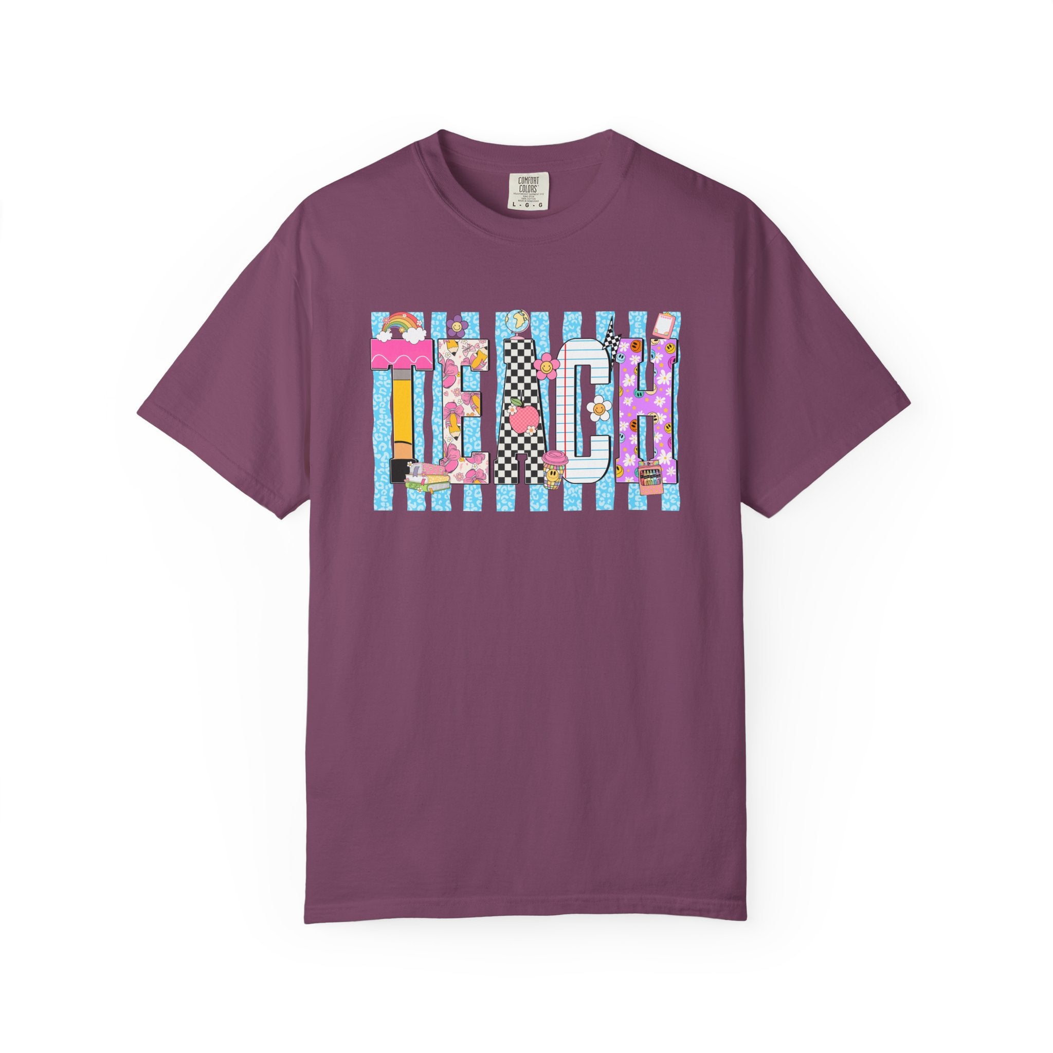 Teacher Stripe Patchwork T-Shirt