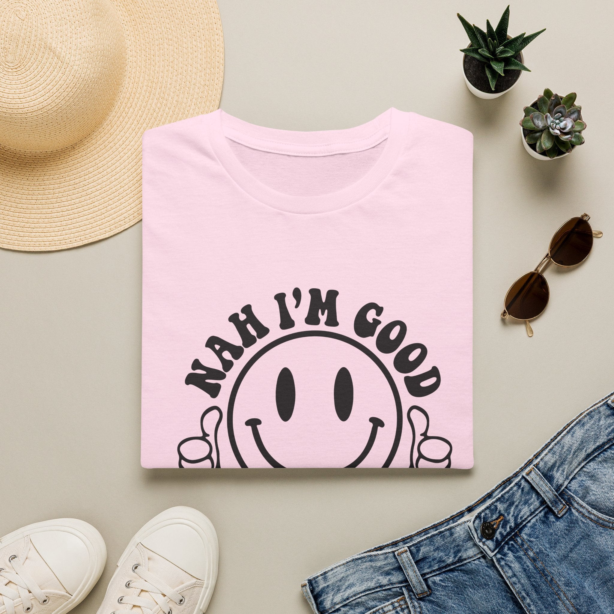 Nah I'm Good Smiley T-Shirt — Thumbs-Up Retro Graphic Tee