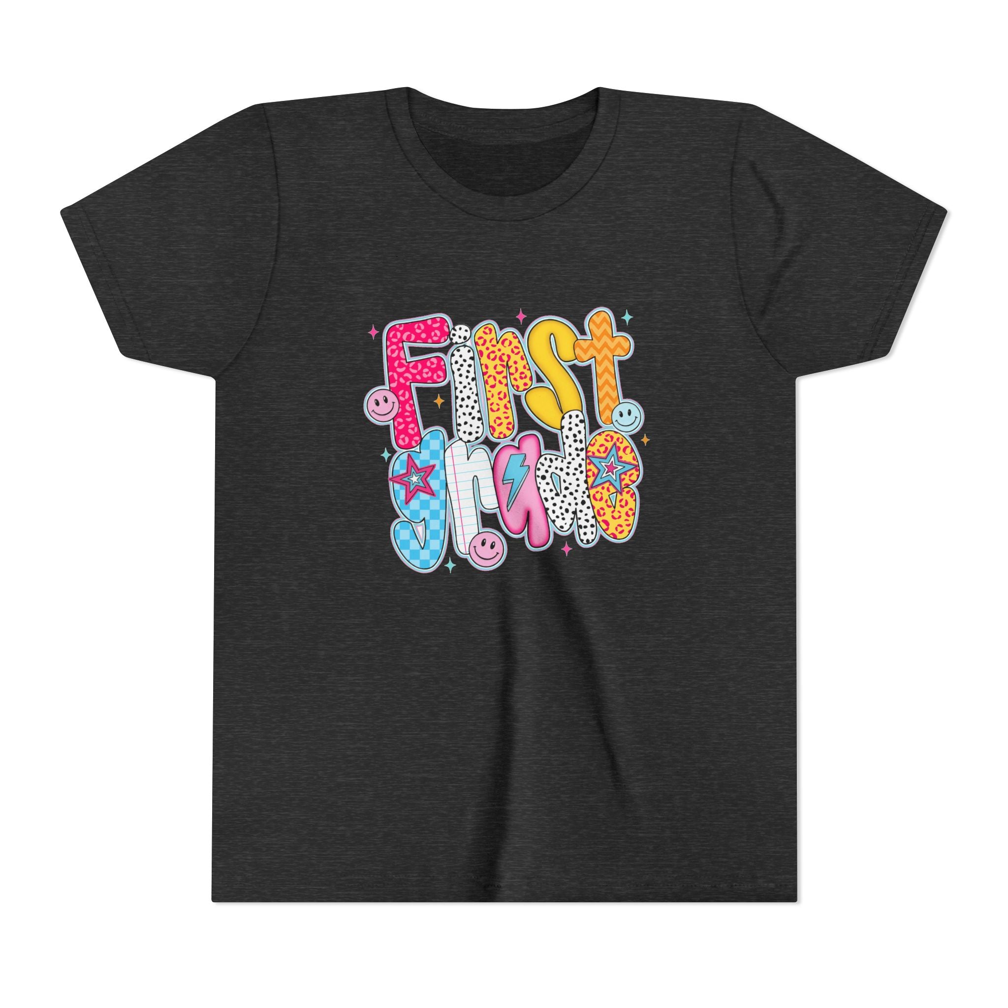 First Grade Youth Tee — Colorful Back-to-School Graphic Shirt