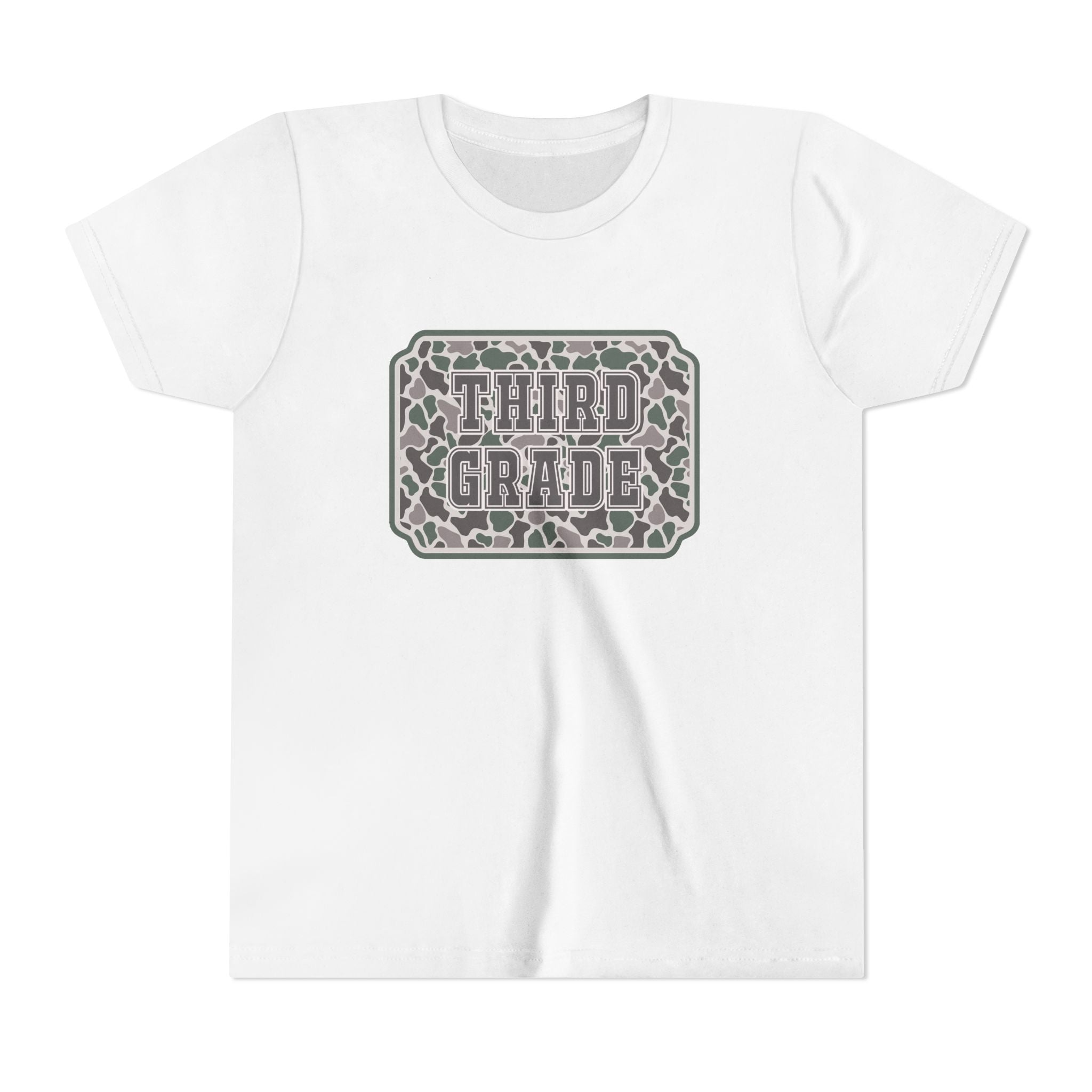 Third Grade Camo Youth Tee — Back to School Shirt for Kids