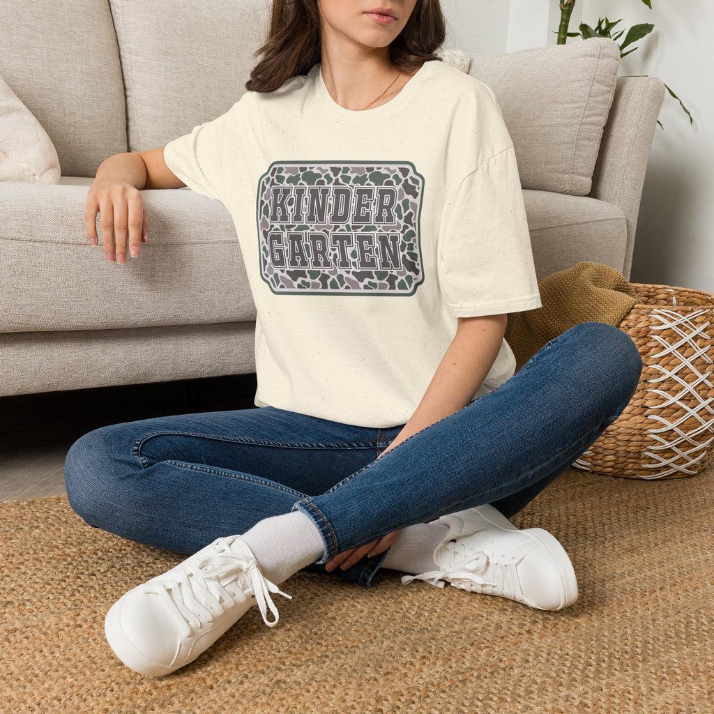 Kindergarten Camo T‑Shirt — Back to School Graphic Tee for Kids & Teachers