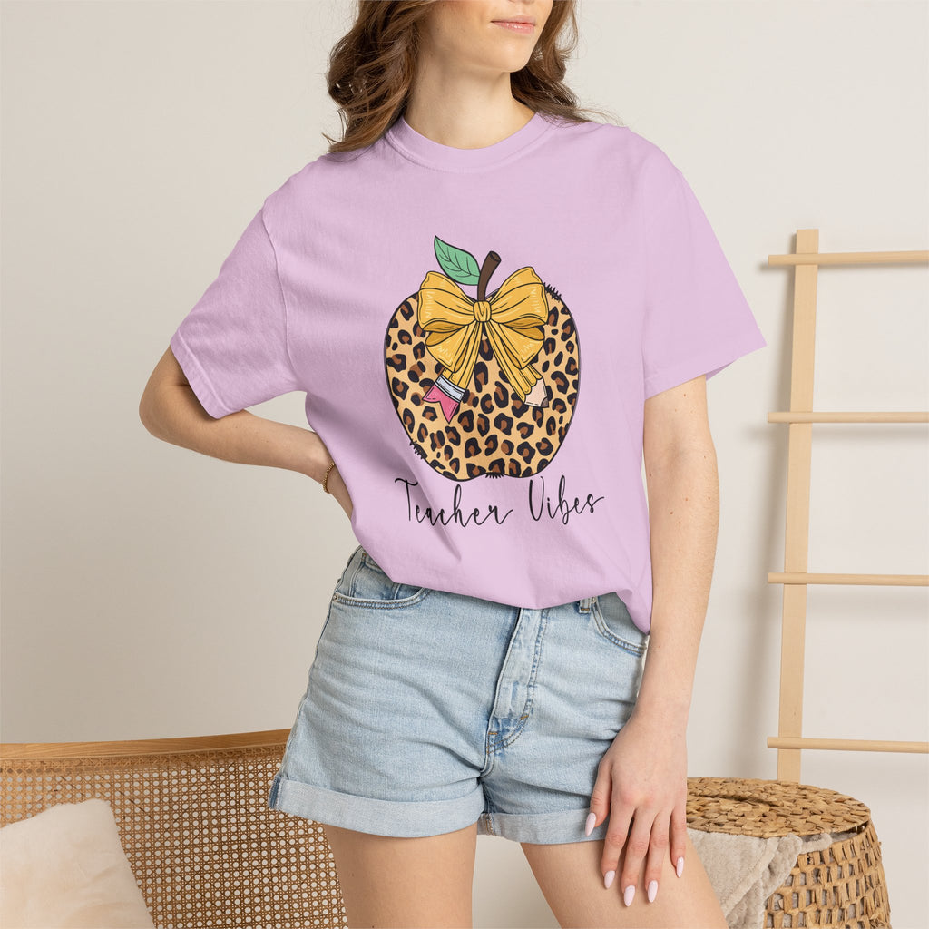Teacher Vibes Leopard Pumpkin T-Shirt - Cute Fall Teacher Gift
