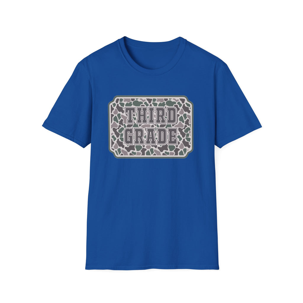 Third Grade Camo T-Shirt — "Third Grade" School Teacher & Student Tee