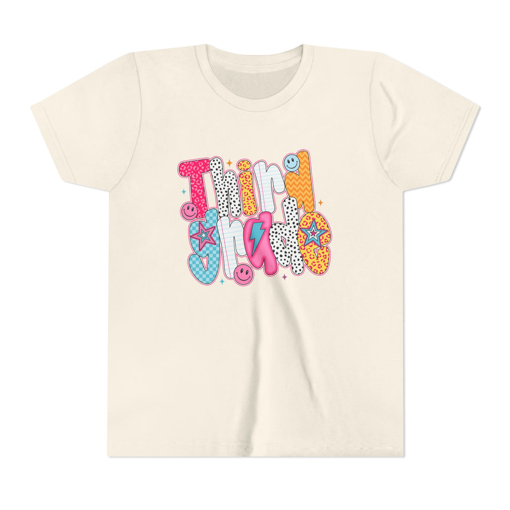 Third Grade — Colorful 'Think Big' Retro Graphic Shirt for Kids
