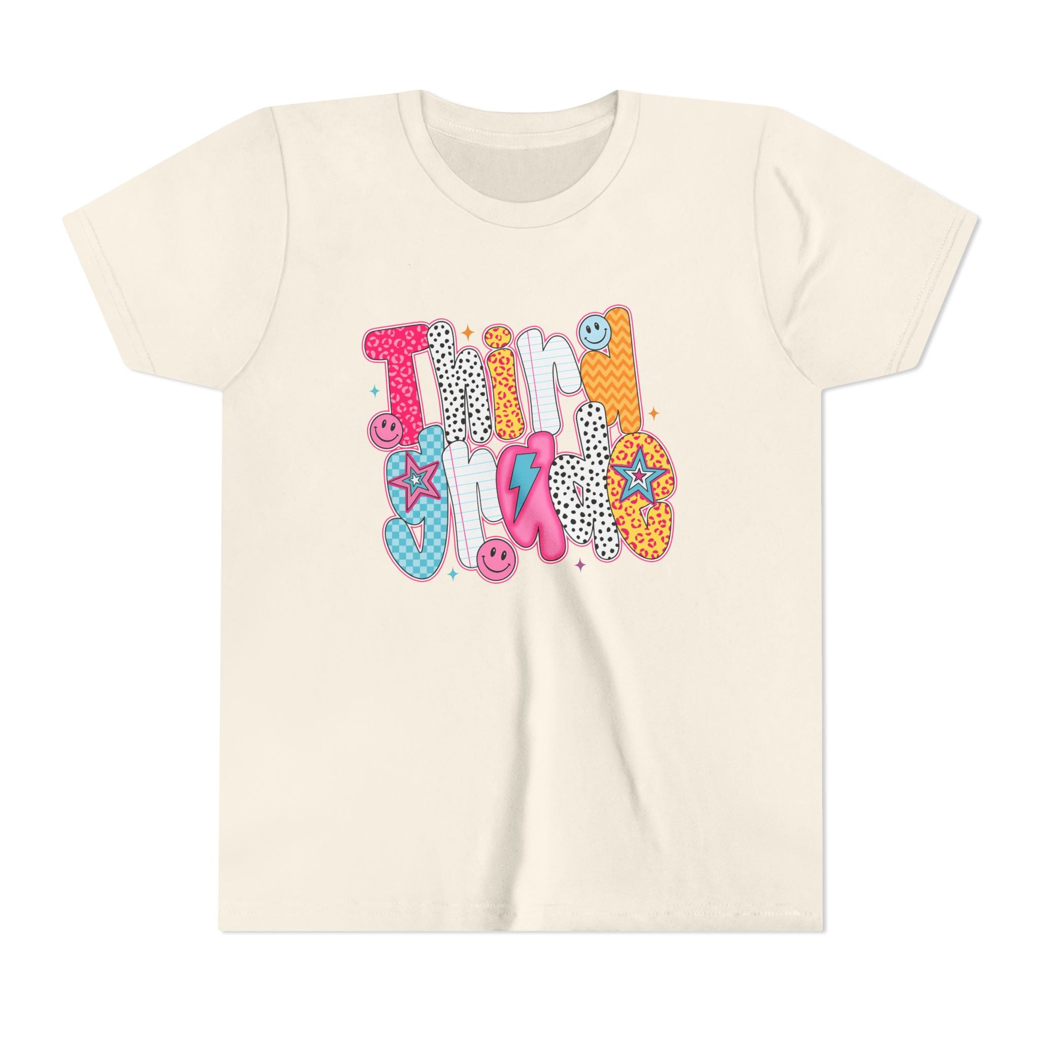 Third Grade — Colorful 'Think Big' Retro Graphic Shirt for Kids