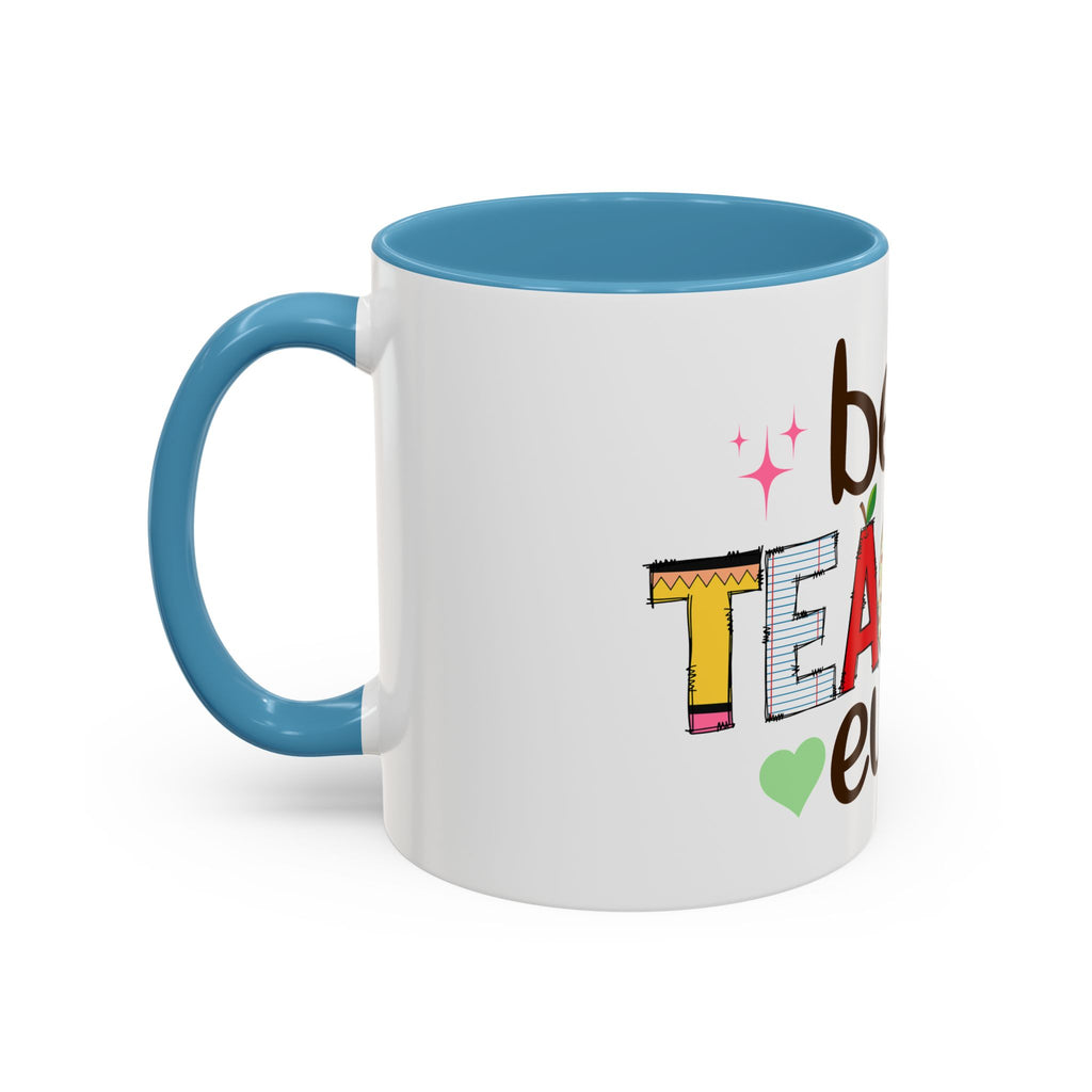 Best Teacher Ever Accent Coffee Mug – Gift for Teachers, Colorful School Appreciation Cup