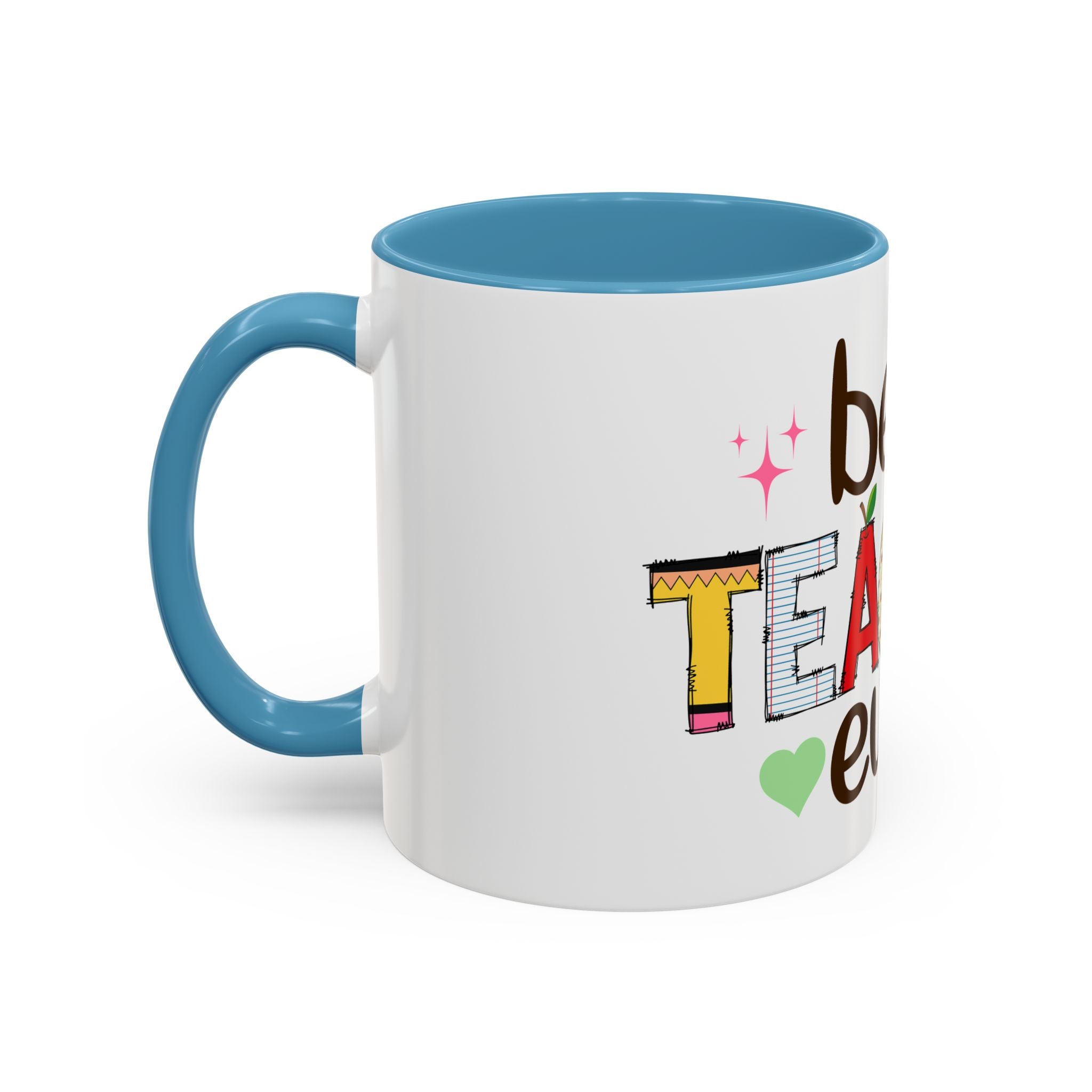 Best Teacher Ever Accent Coffee Mug – Gift for Teachers, Colorful School Appreciation Cup