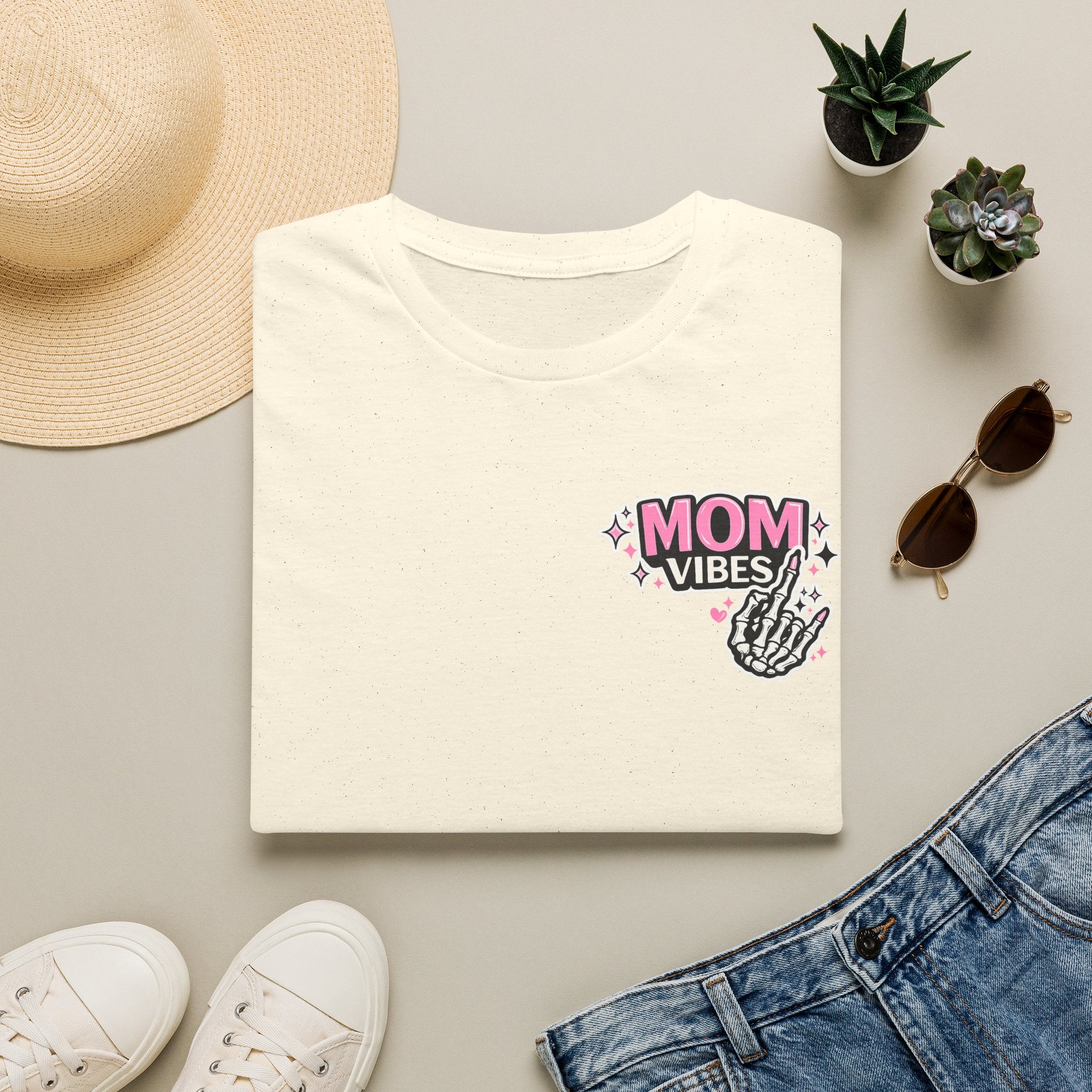 Mom Vibes T-Shirt — Pink Retro Graphic Tee for Moms