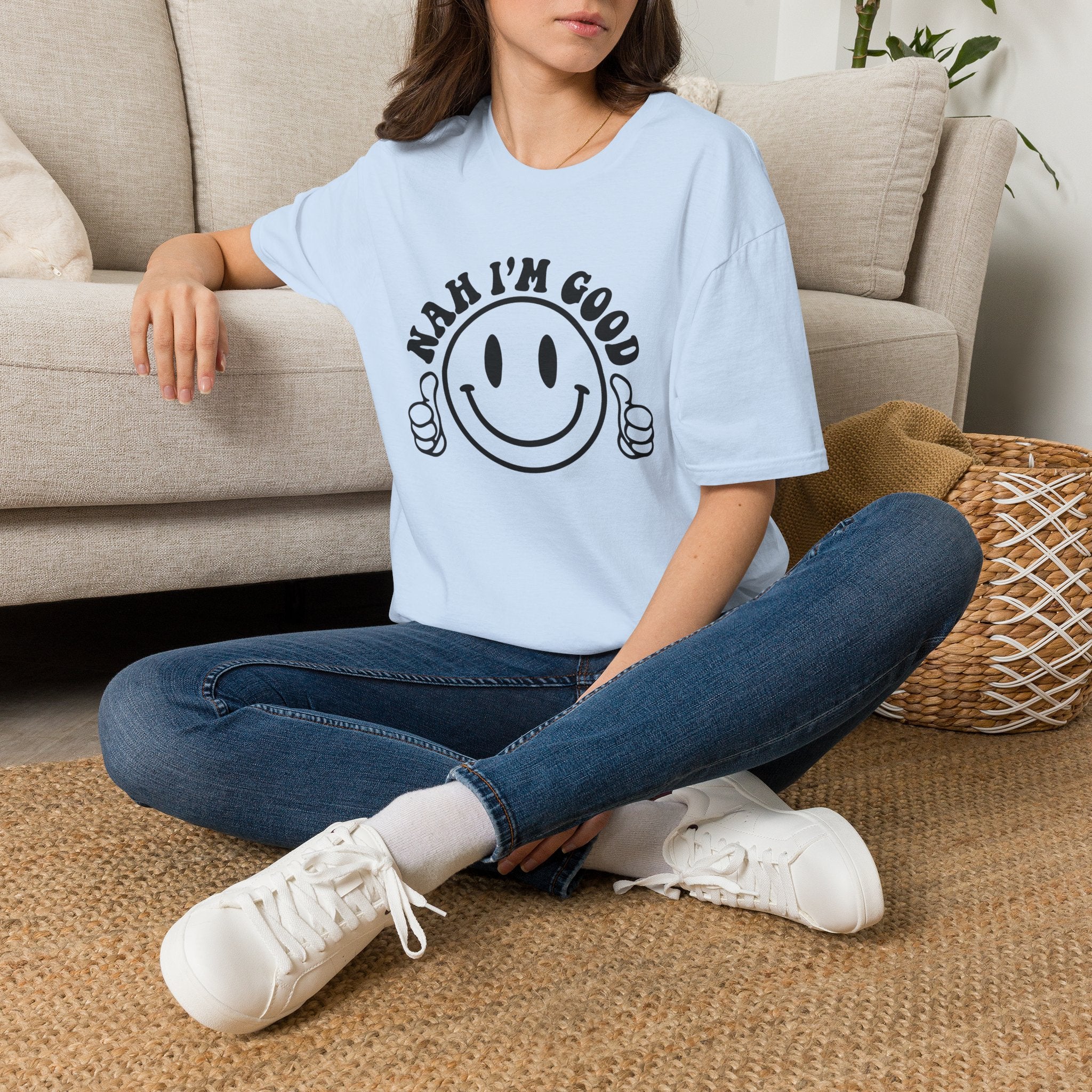 Nah I'm Good Smiley T-Shirt — Thumbs-Up Retro Graphic Tee