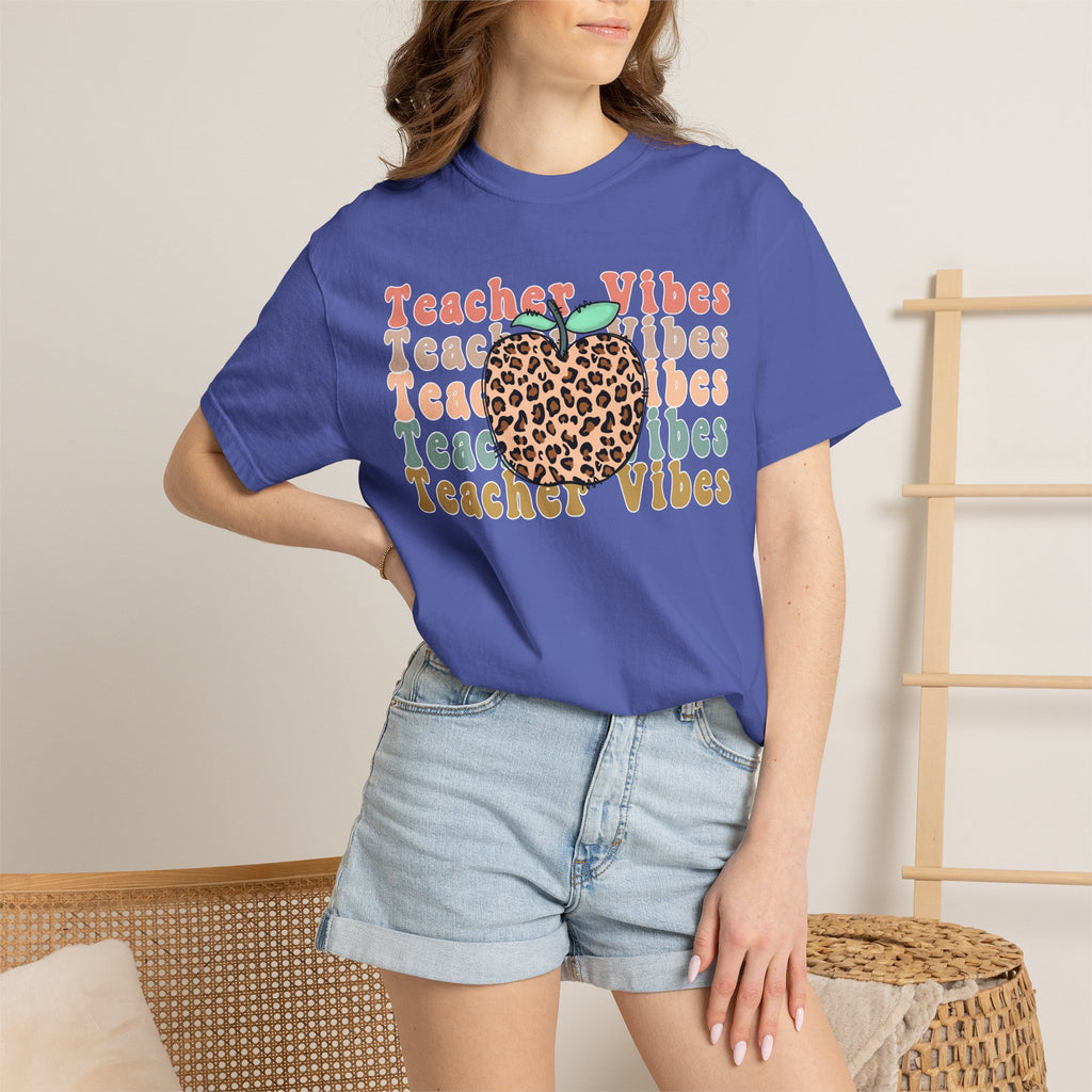 Teacher Vibes Leopard Apple T-Shirt