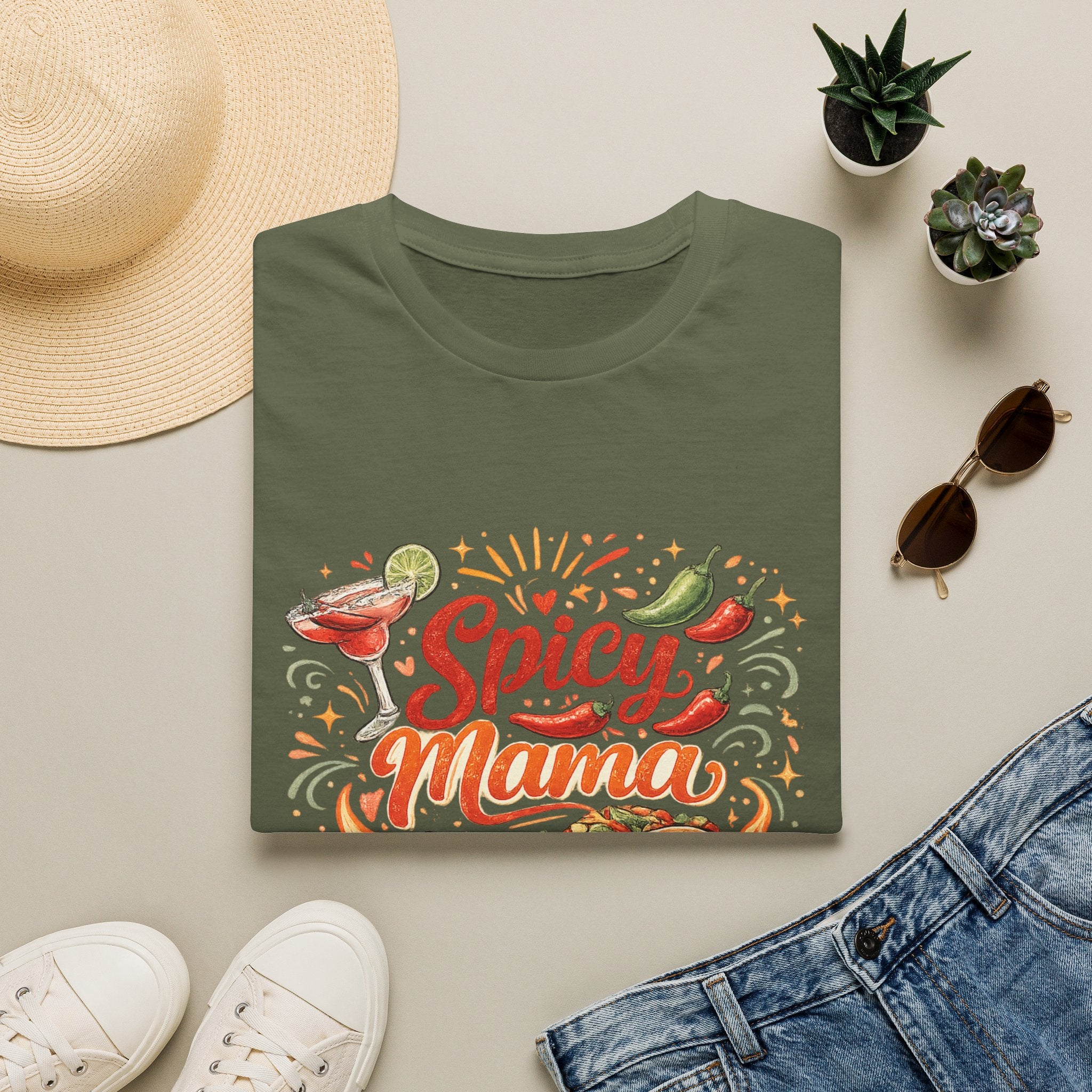 Spicy Mama T‑Shirt — Hot Mess Express Chili & Margarita Graphic Tee