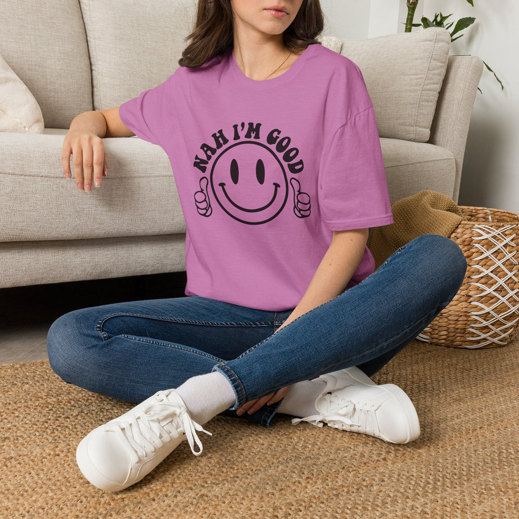 Nah I'm Good Smiley T-Shirt — Thumbs-Up Retro Graphic Tee