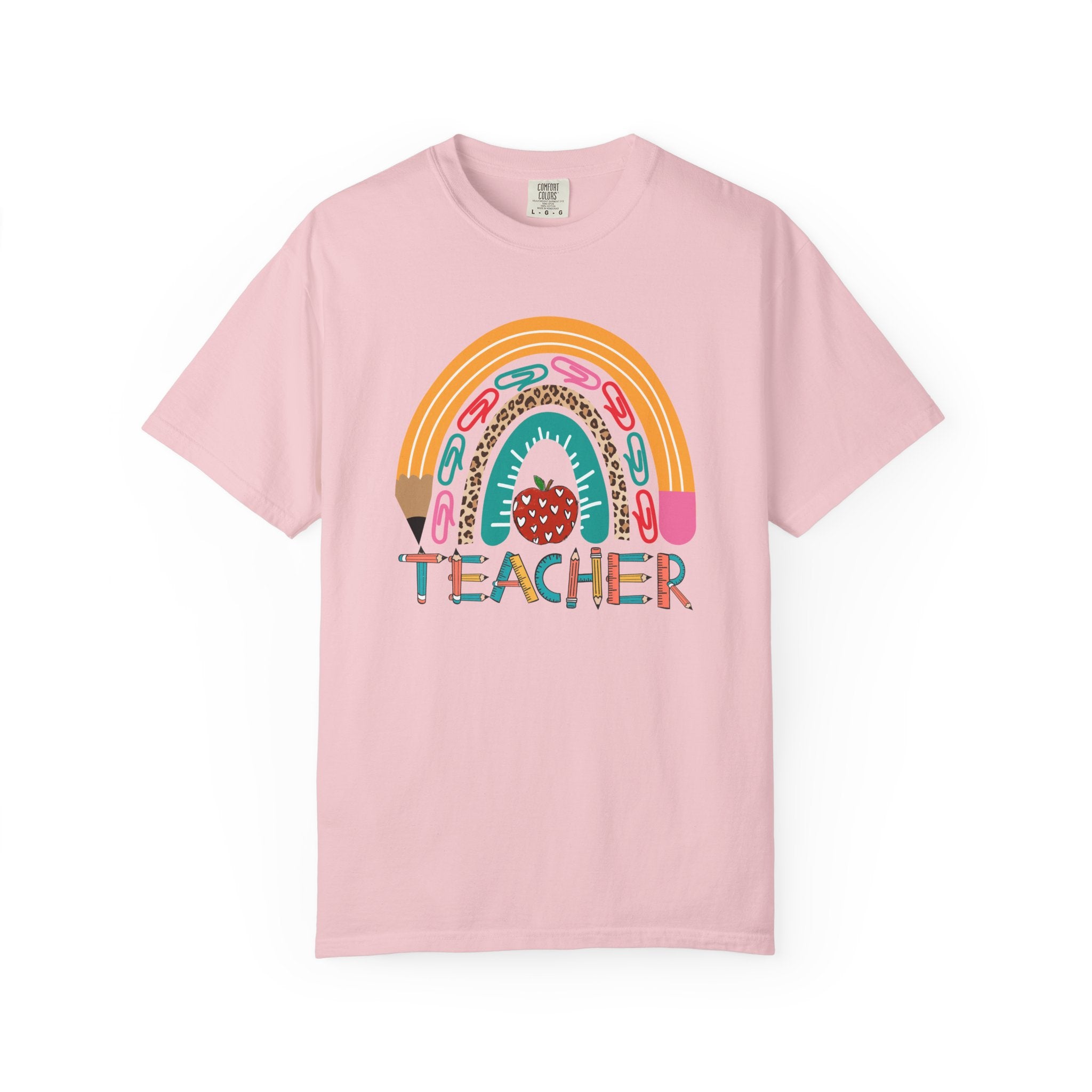 Teacher Rainbow T-Shirt — Cute Apple & Pencil Back-to-School Tee