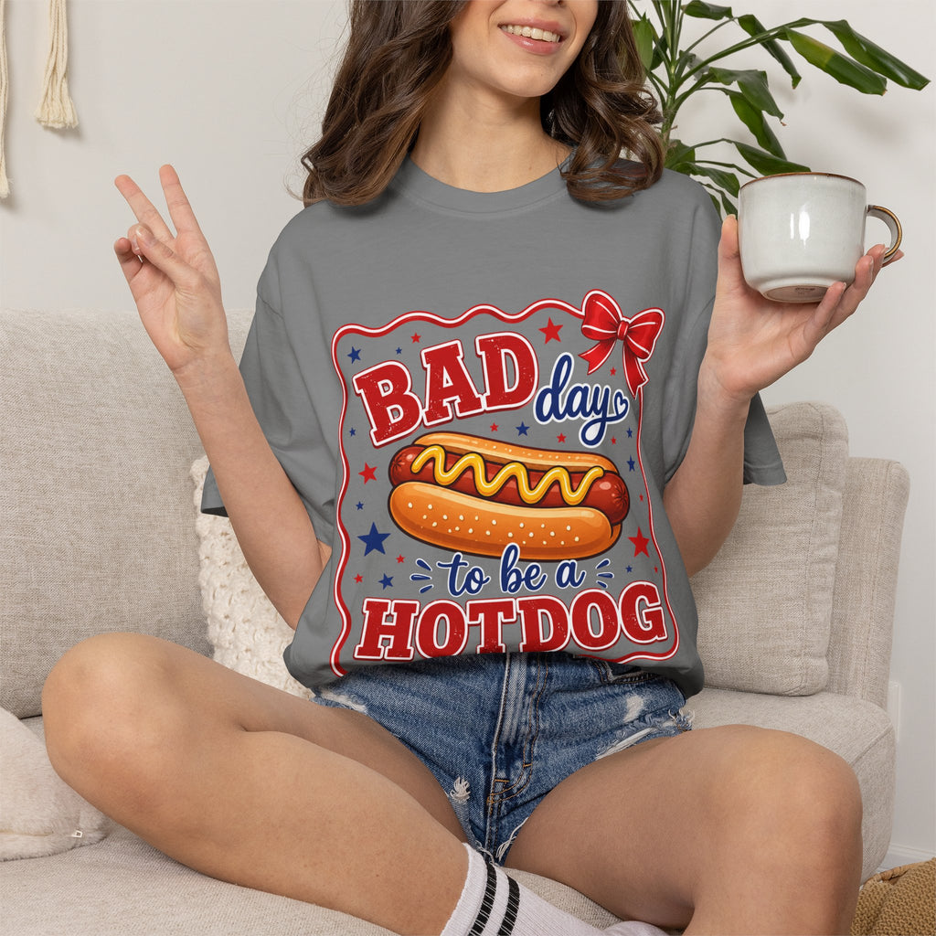 T-Shirt — "Bad Day to Be a Hotdog" Retro BBQ Graphic Tee