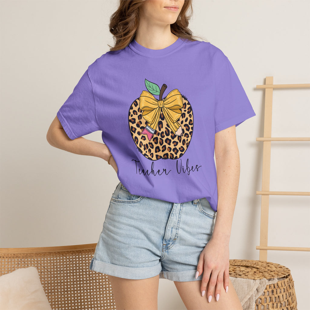 Teacher Vibes Leopard Pumpkin T-Shirt - Cute Fall Teacher Gift
