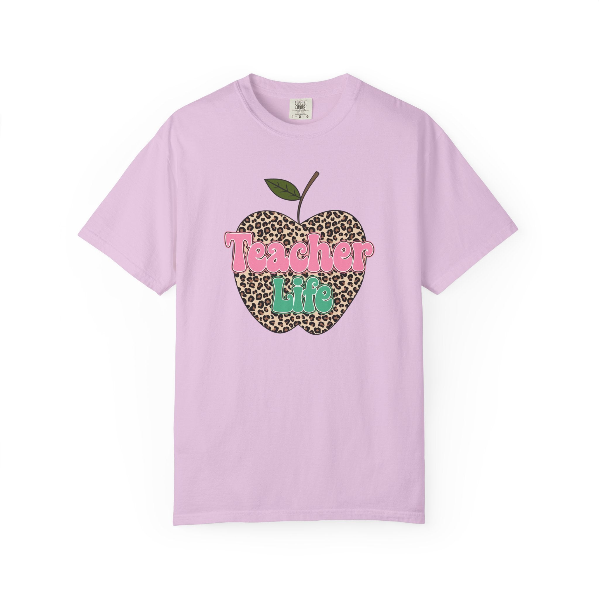 Teacher Life T-Shirt — Leopard Apple Graphic Tee for Educators