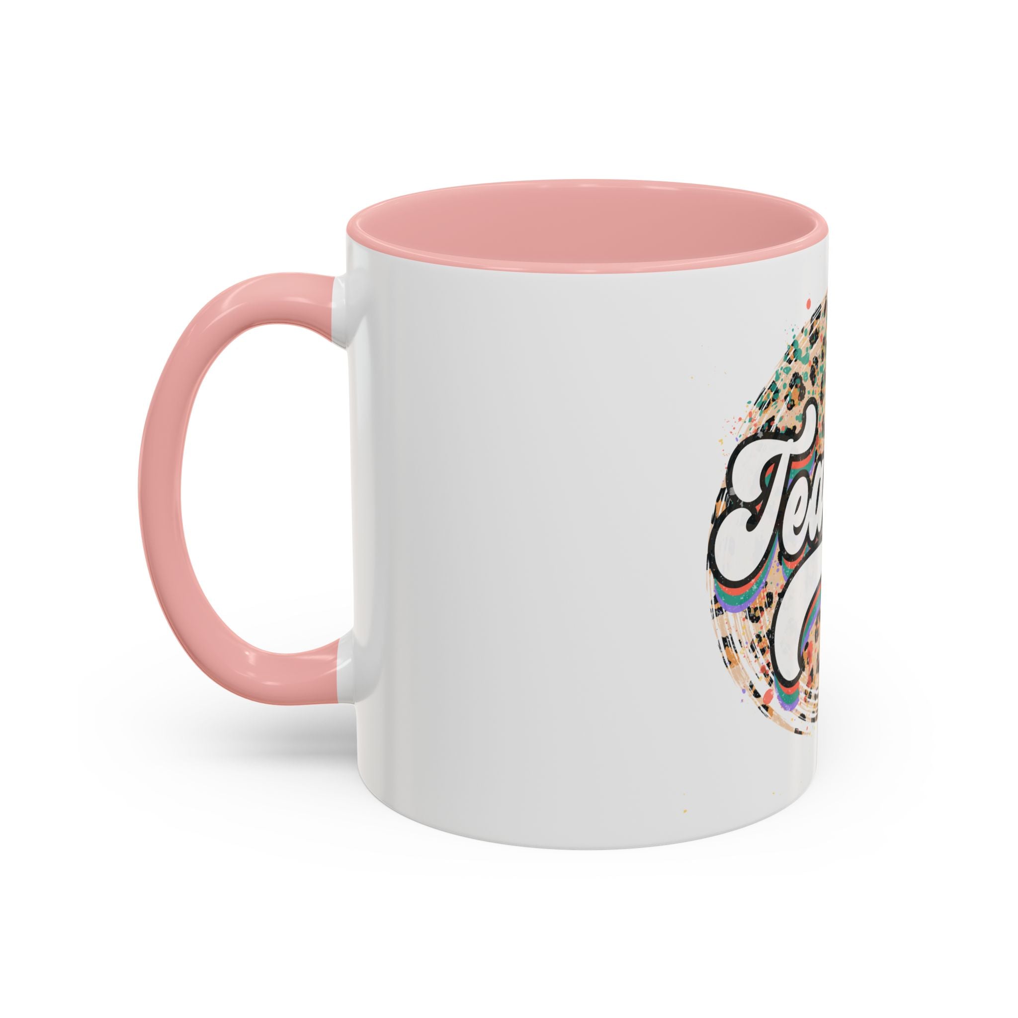 Teacher Leopard Print Accent Coffee Mug – Retro Script Teacher Gift (11/15oz)