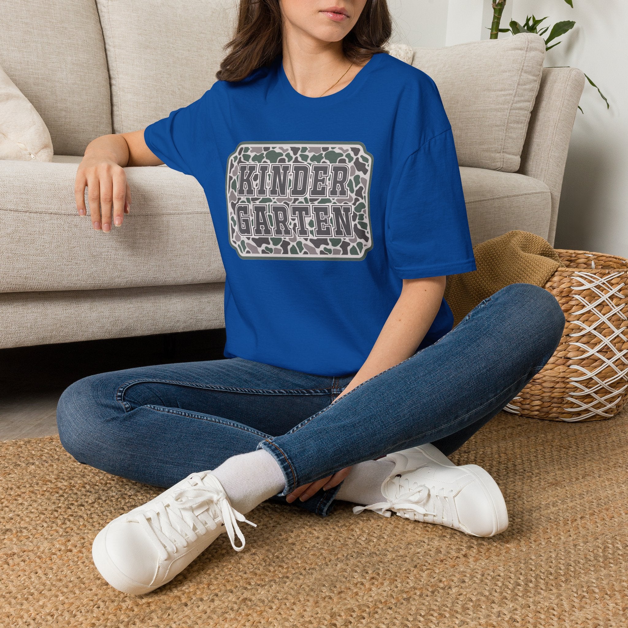 Kindergarten Camo T‑Shirt — Back to School Graphic Tee for Kids & Teachers