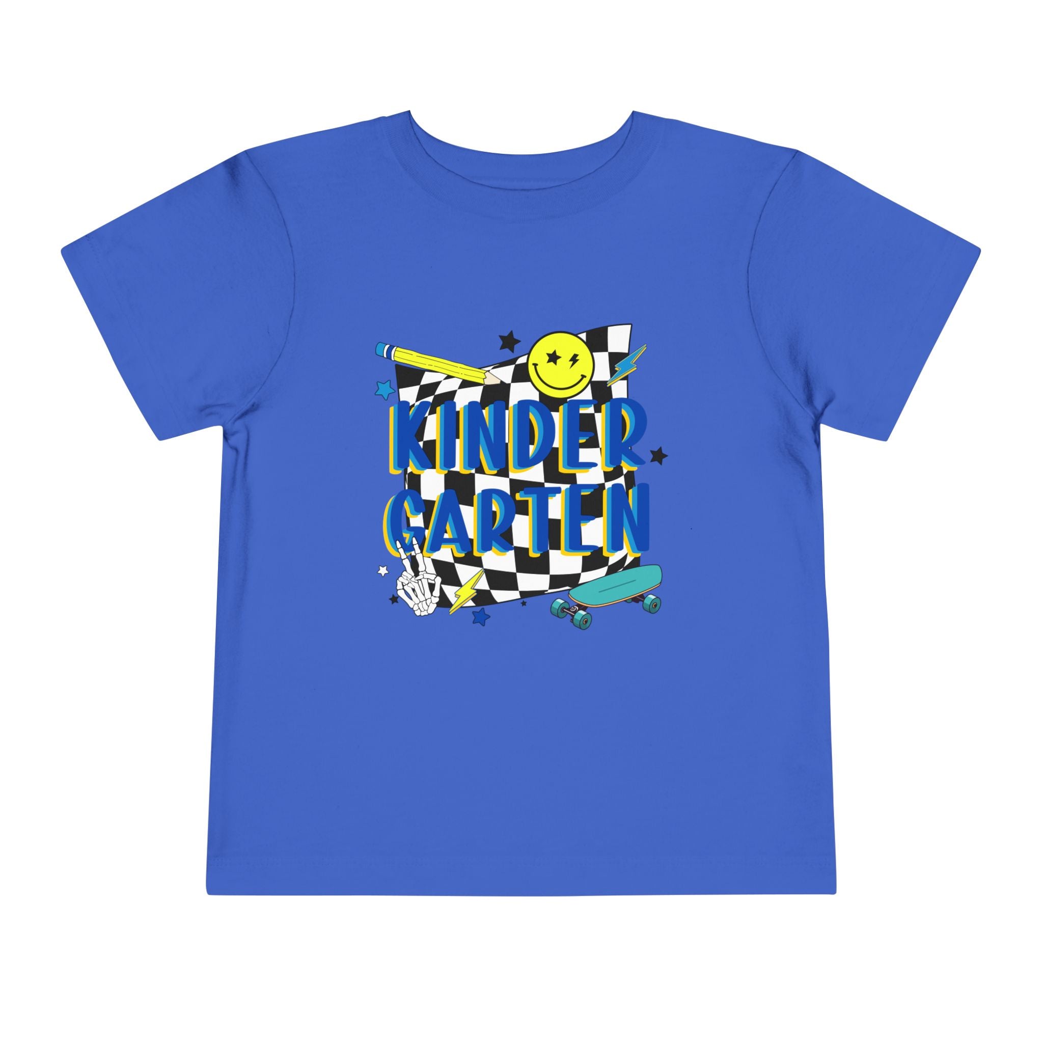 Kindergarten Toddler Tee — Smiley Skateboard Back-to-School Shirt