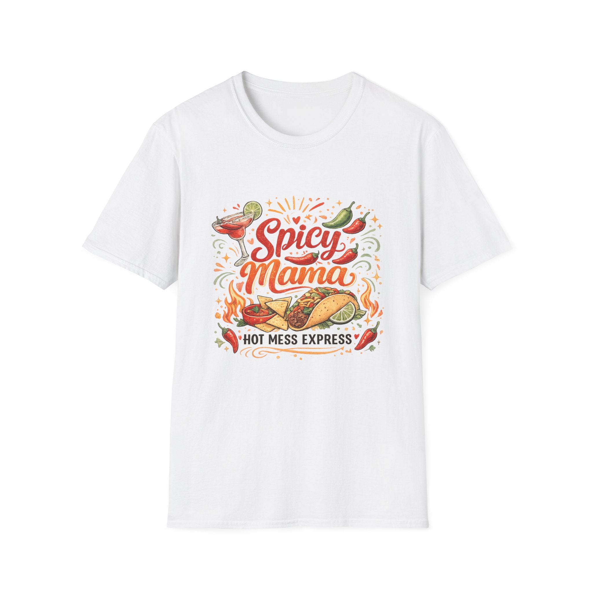 Spicy Mama T‑Shirt — Hot Mess Express Chili & Margarita Graphic Tee