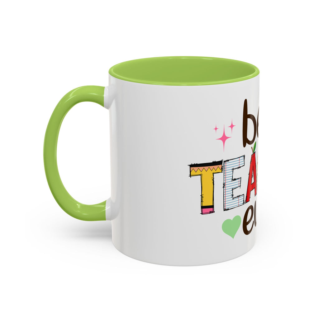 Best Teacher Ever Accent Coffee Mug – Gift for Teachers, Colorful School Appreciation Cup