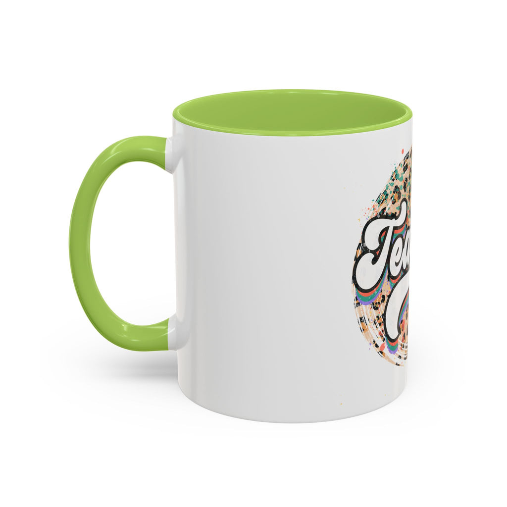 Teacher Leopard Print Accent Coffee Mug – Retro Script Teacher Gift (11/15oz)